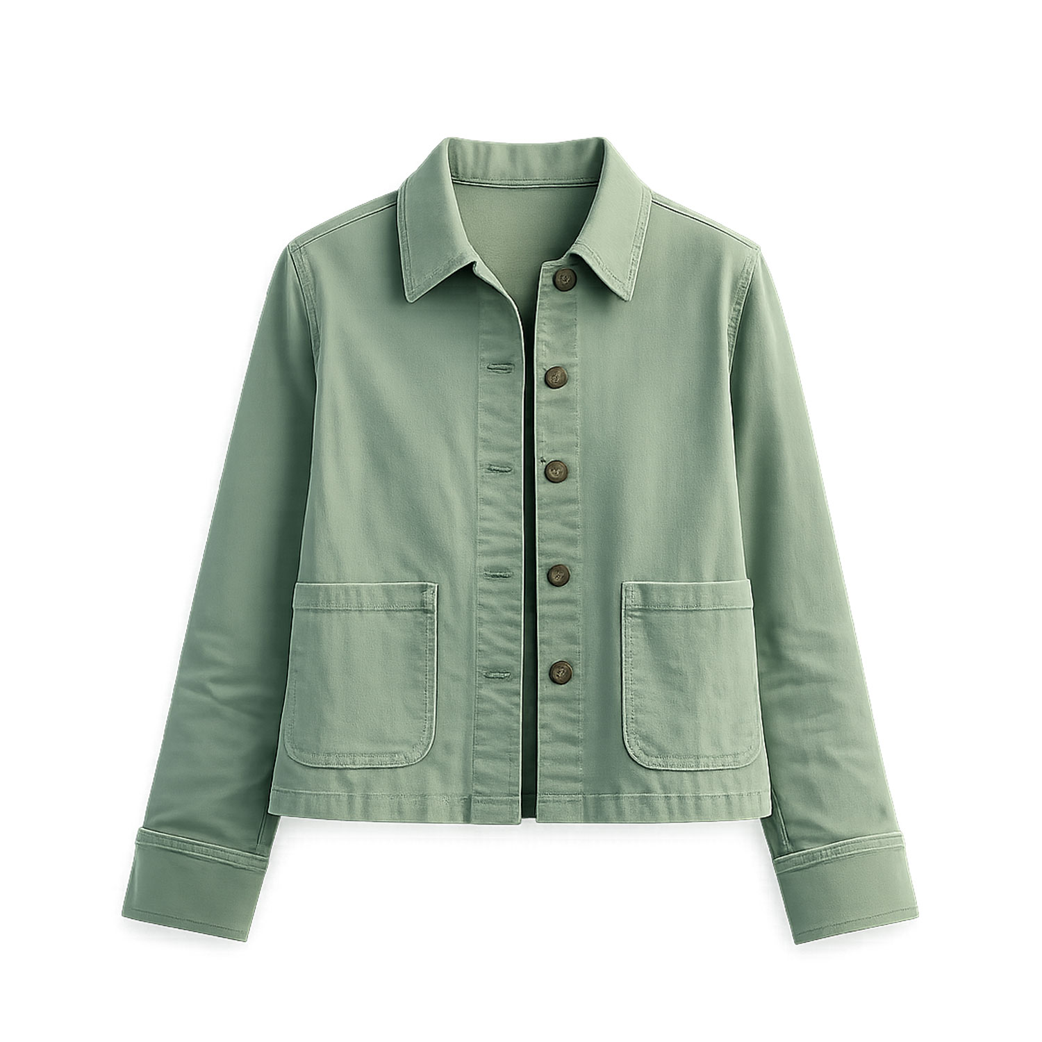Yumi Women's  Canvas Jacket With Patch Pockets In Green