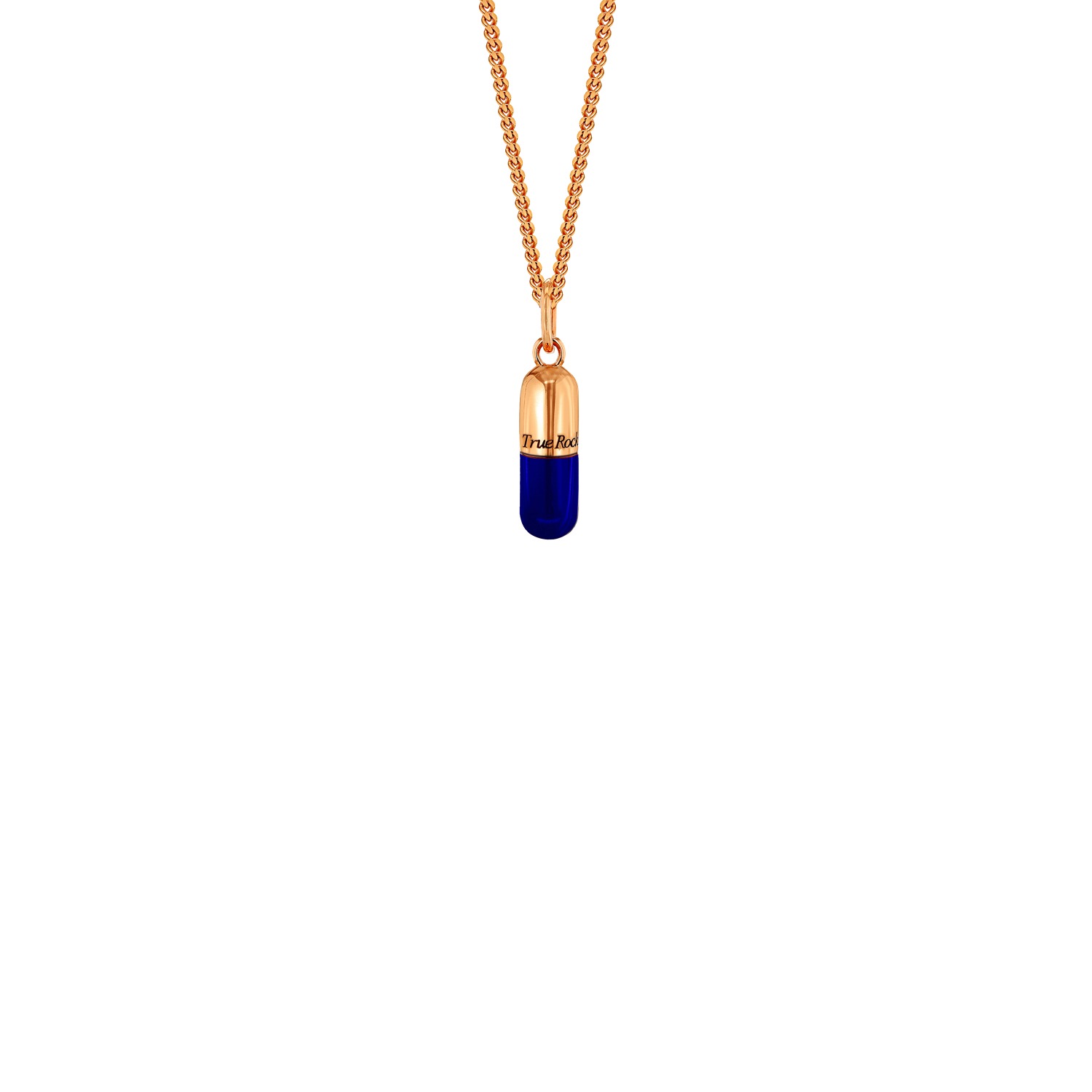 True Rocks Men's Blue / Rose Gold Mini Pill Pendant Midnight Blue & 18kt Rose-gold