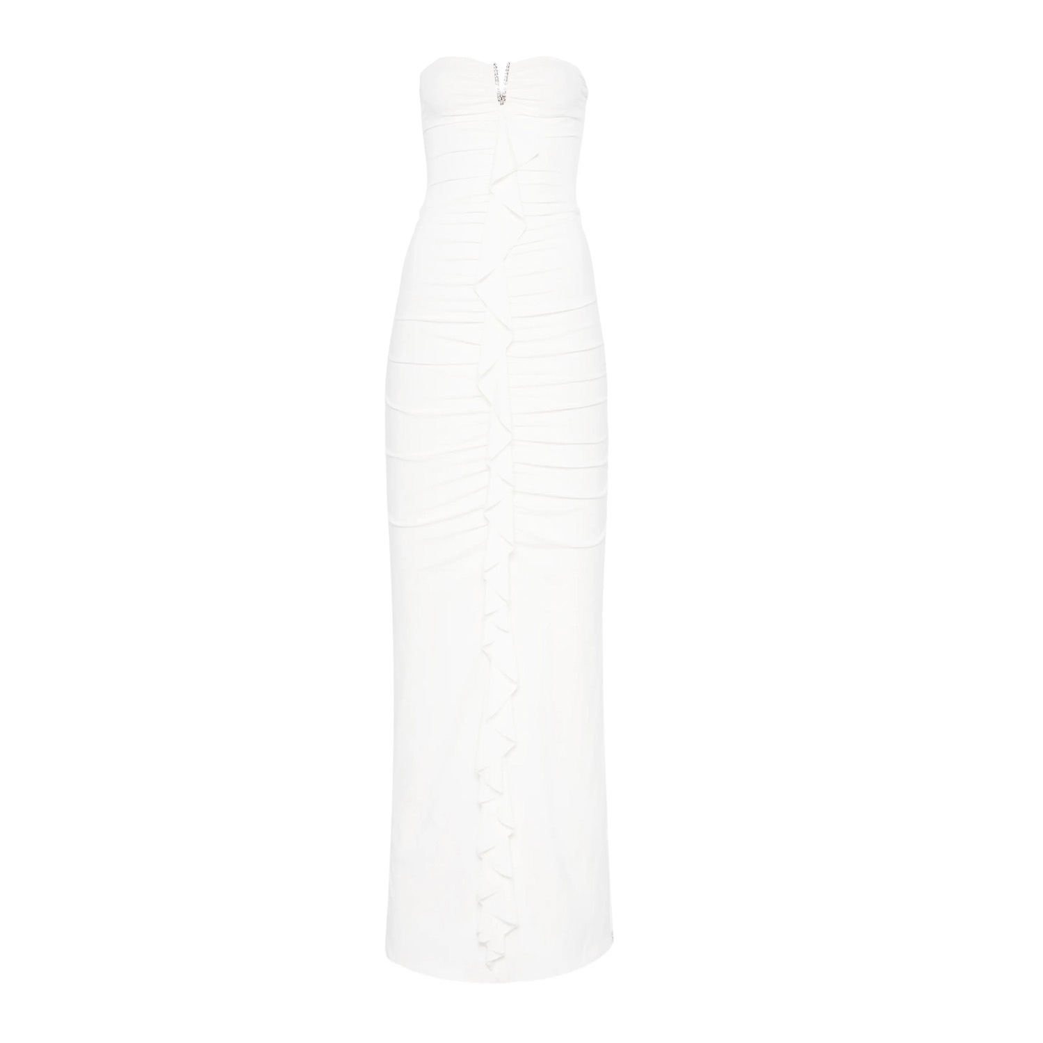 Nissa Women's Ruffled Ruched Jersey Midi Dress White In White