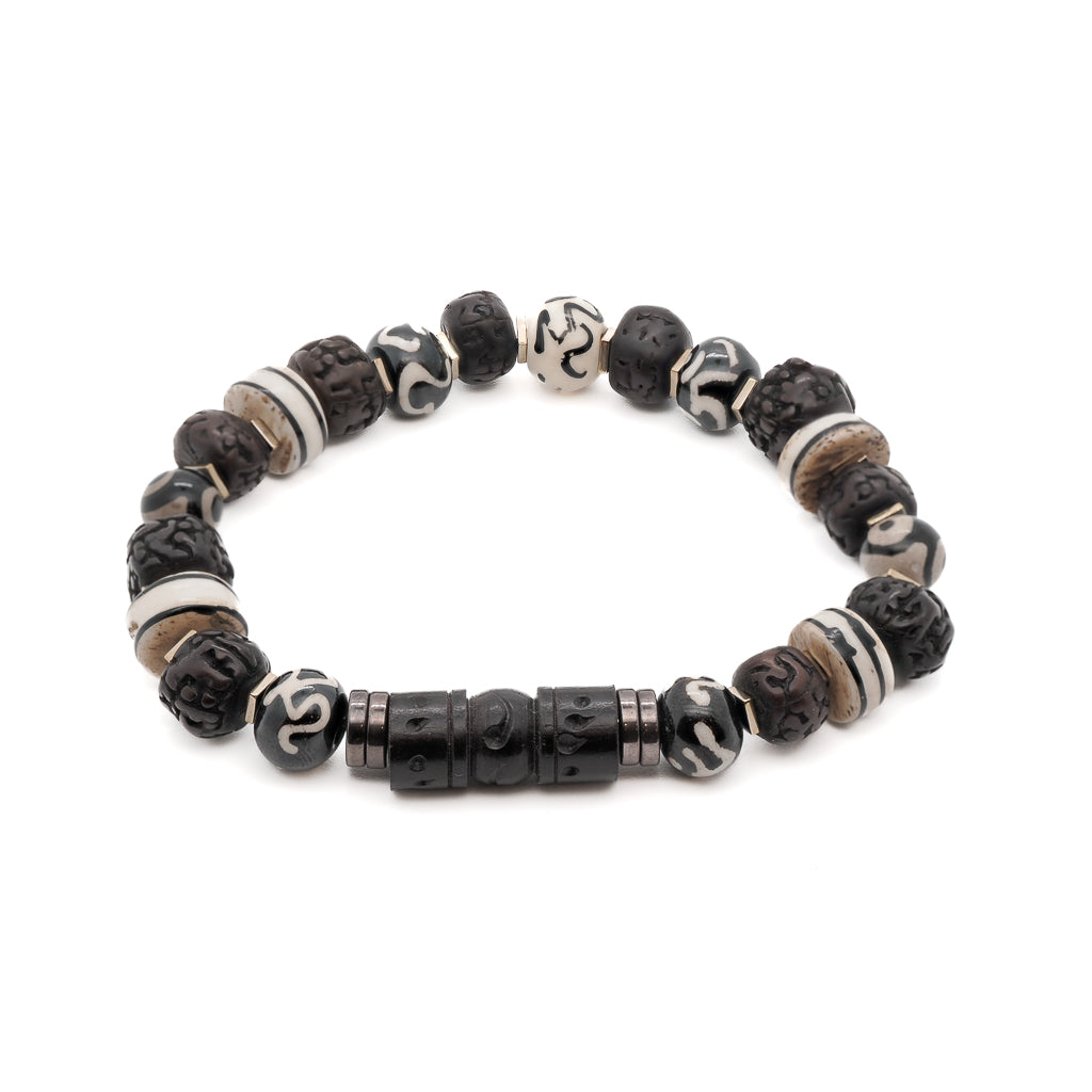 Men’s White / Brown Meditation Seed Beads Yogi Bracelet - Brown Ebru Jewelry