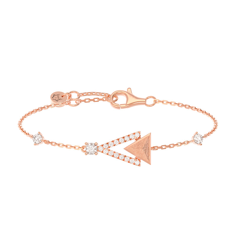 Women’s Triangle Meteorite Sterling Silver Bracelet - Rose Gold Awnl