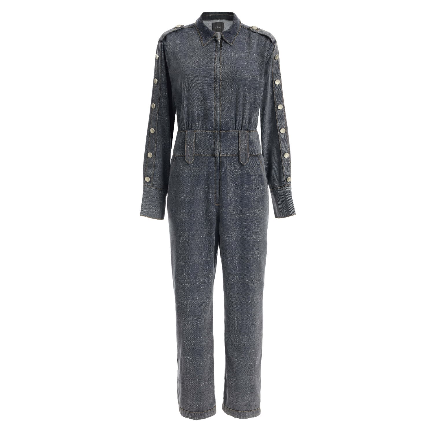 2be4a Grey Women's Button Detail Denim Overalls