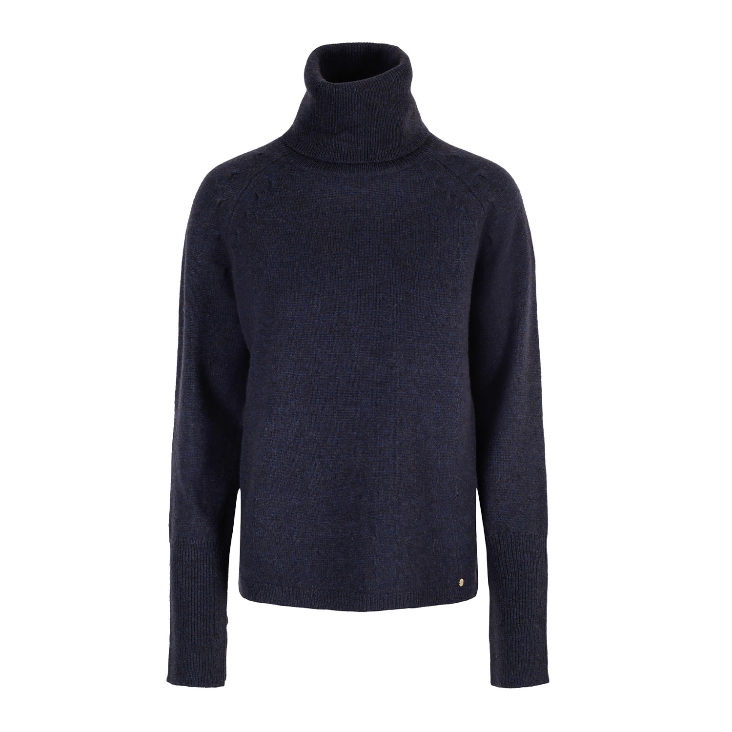 Women’s "Cosy" Chunky Turtle Neck Pullover- Navy Blue Melange Medium Tirillm