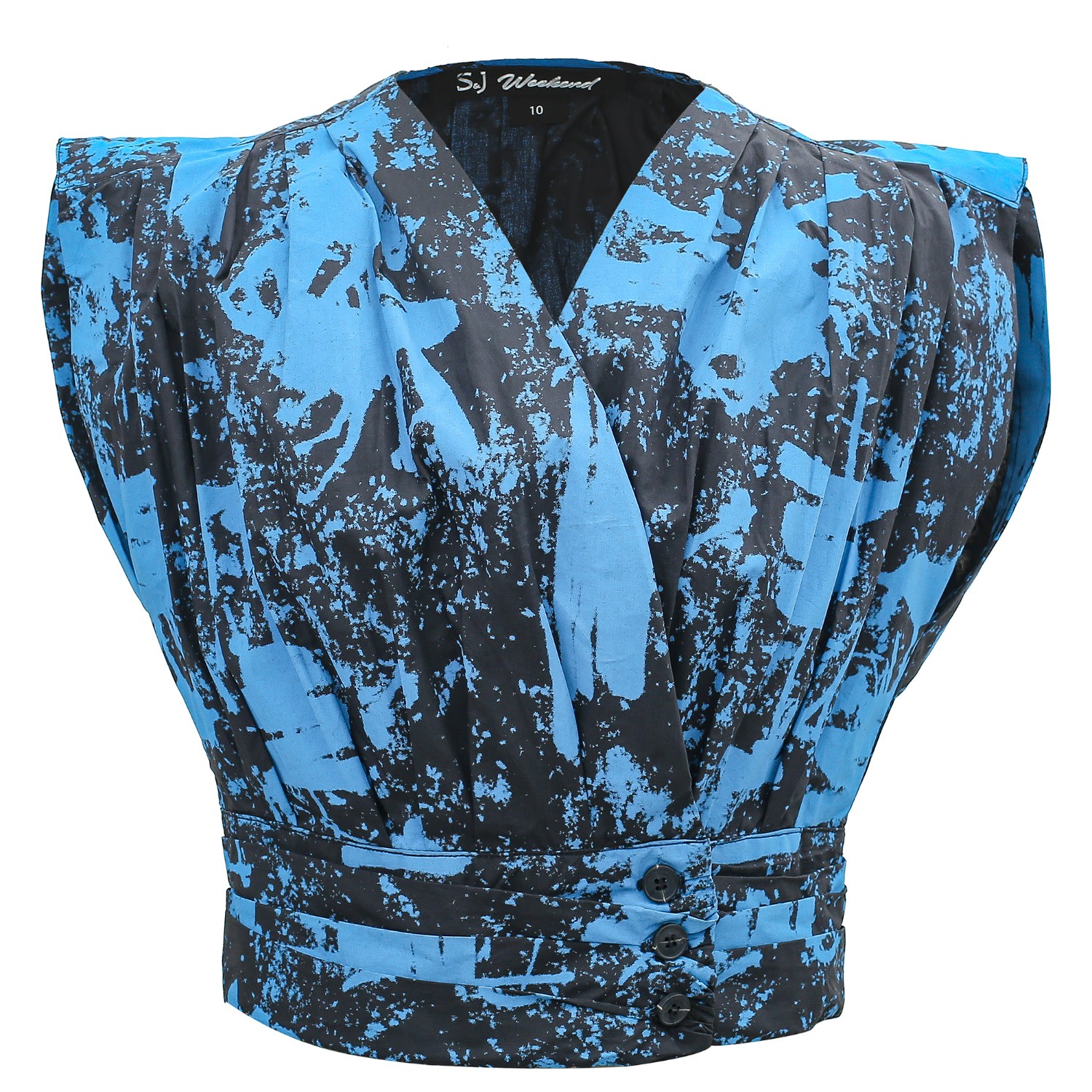 Smart And Joy Women's Cross-heart Crop Top In Cotton - Blue In Blue