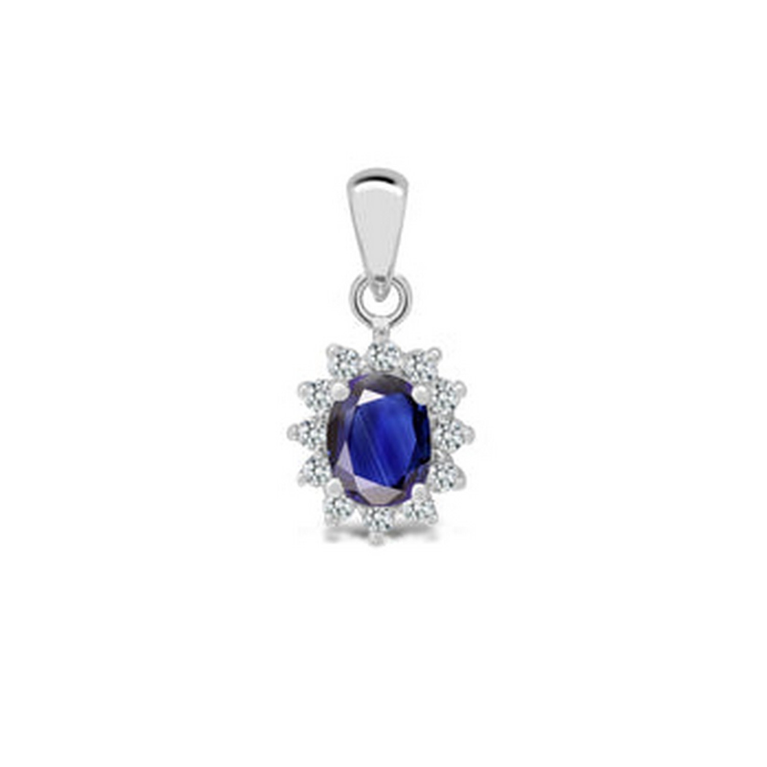 Women’s White Gold Diamond And Sapphire Pendant. Cervin Blanc