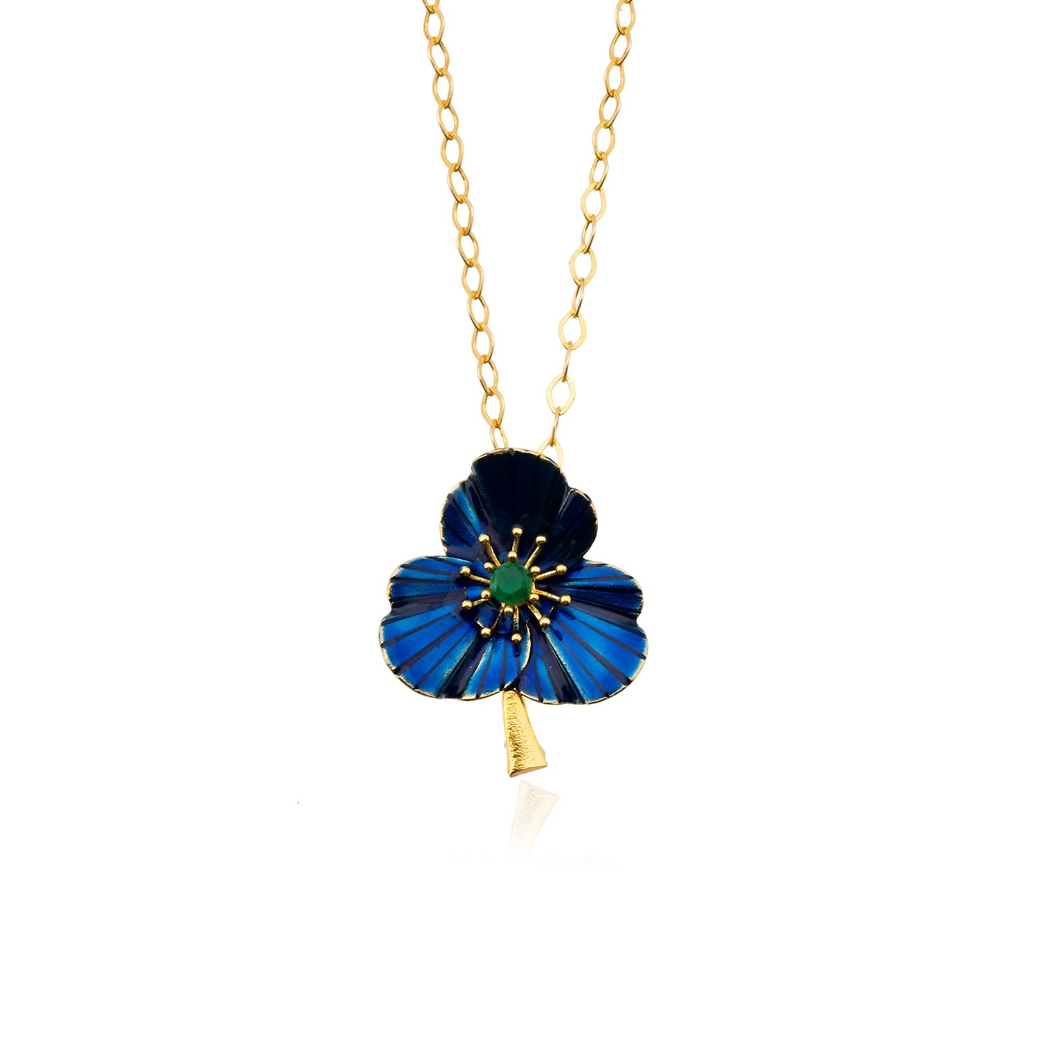 Milou Jewelry Women's Navy Blue Three-leafed Clover Necklace In Blue