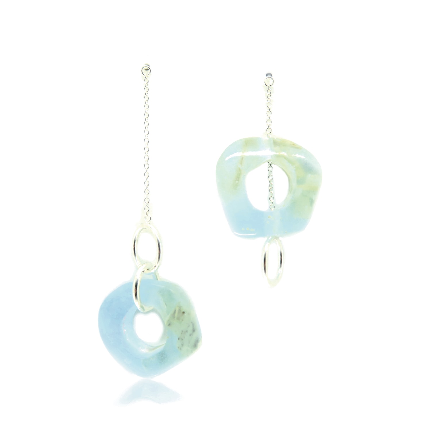 Bio-trimmings Women's Silver Carver Drop Earrings Arctic Bio-gems In Silver