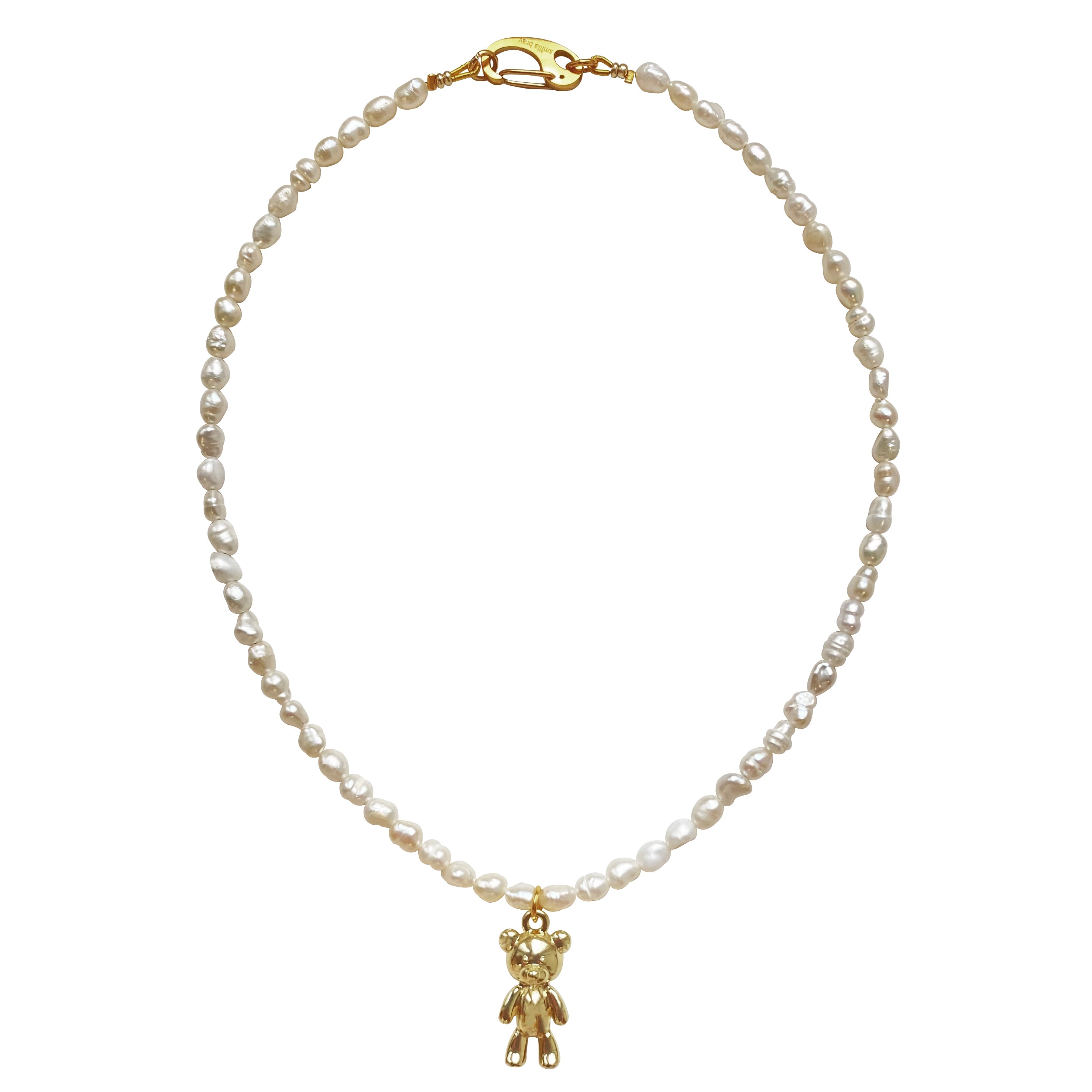 Smilla Brav Women's Gold / White The Gold Teddy Bear Pearl Necklace In Multi