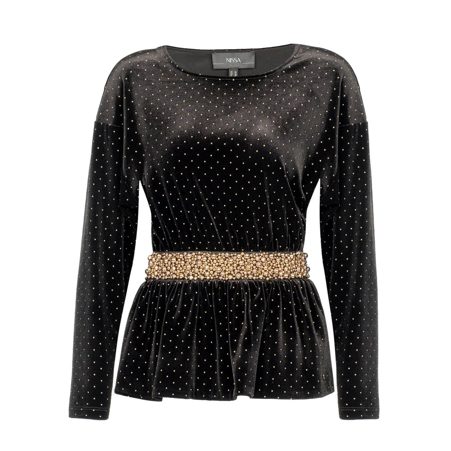 black velvet peplum top