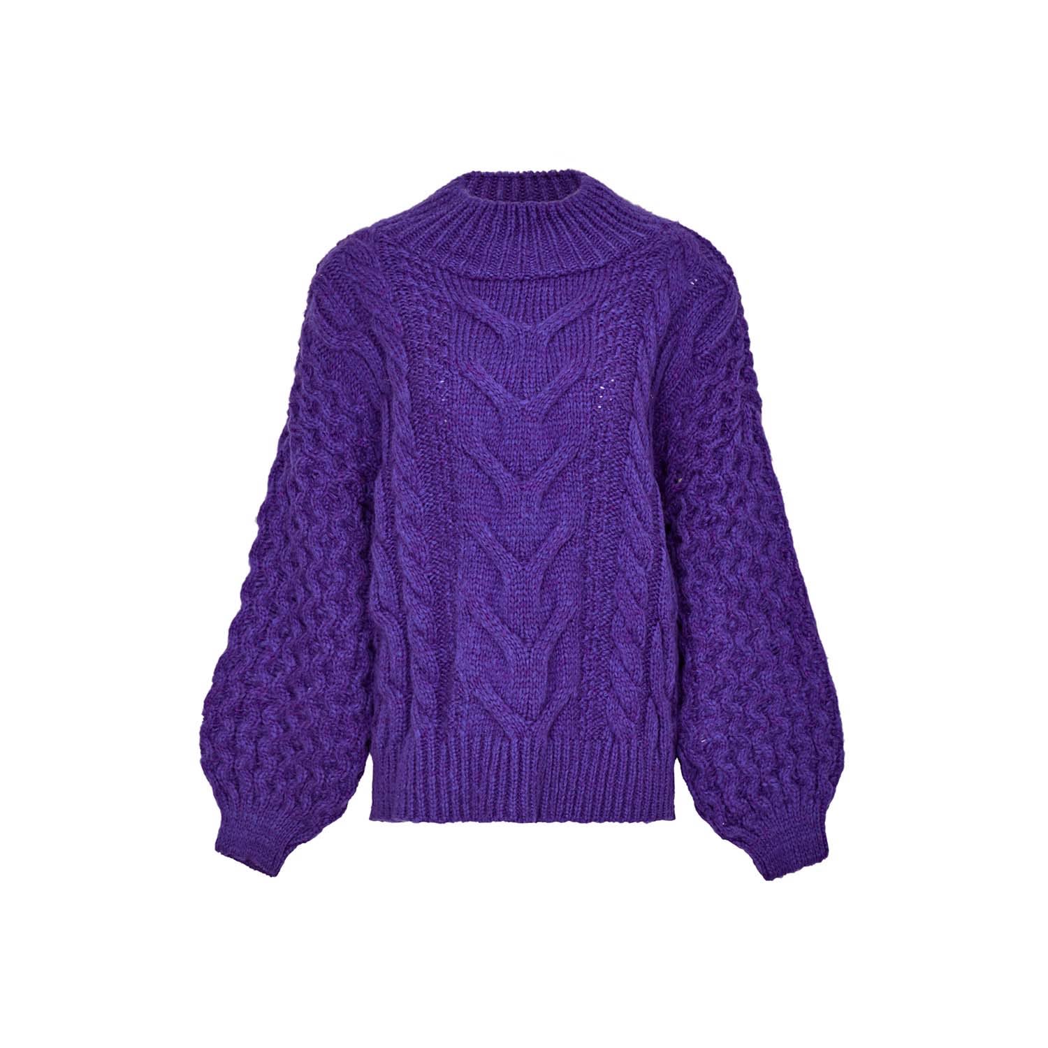 Cara & The Sky Women's Pink / Purple Bella Cable Jumper Violet In Pink/purple