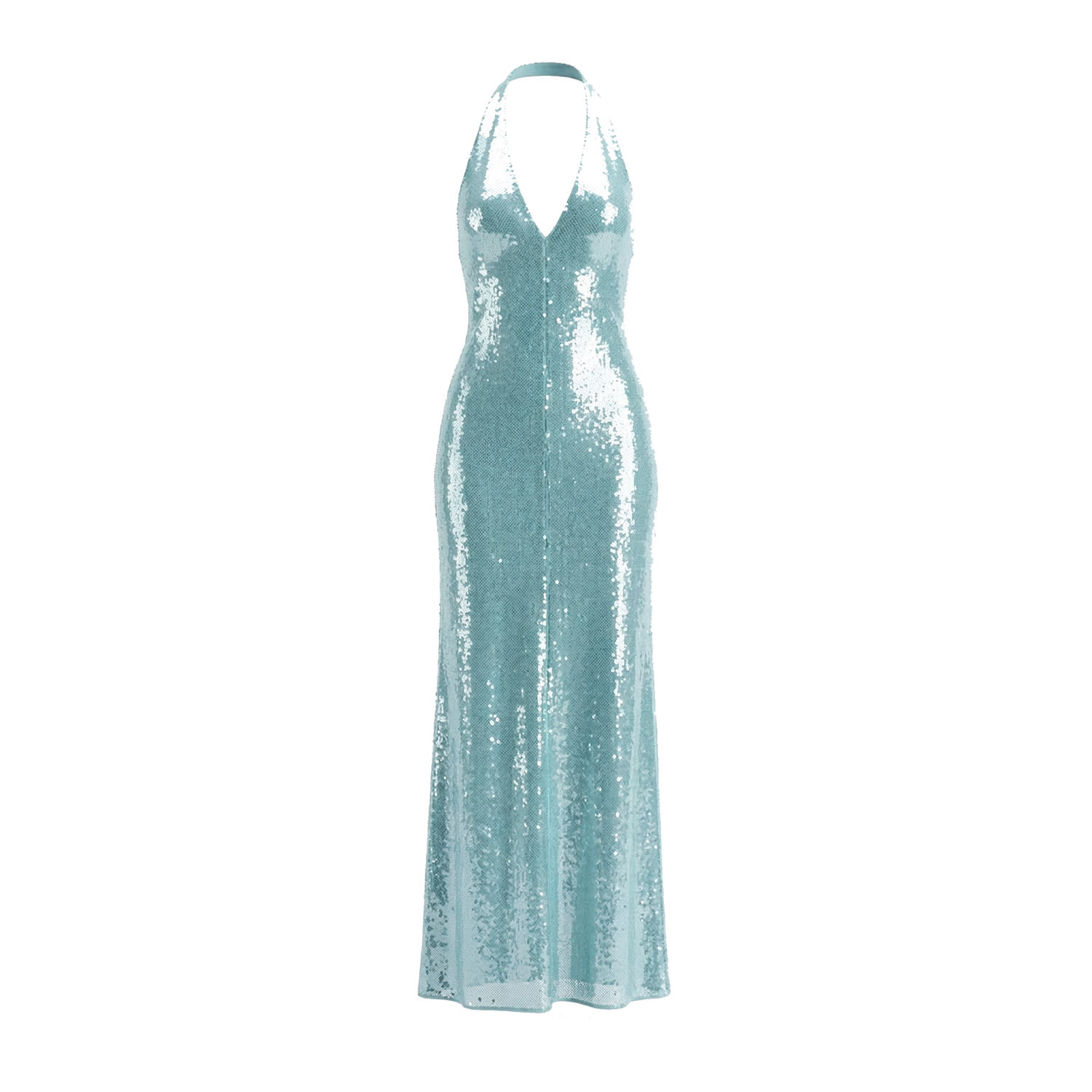 Women's Blue Mayfair Series - Sequinned Halterneck Backless Dress | Large | Belsize25