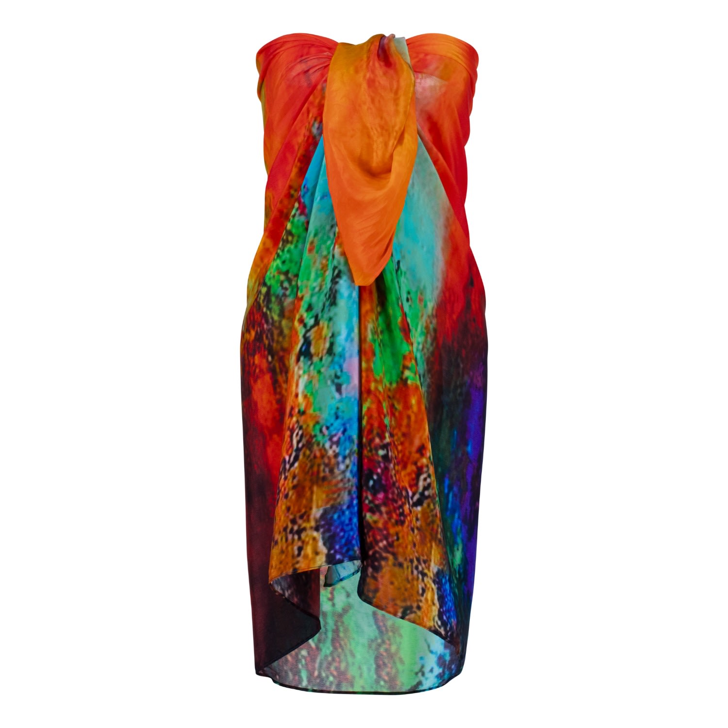 Dhara Sheth Dubai Women's Roar Abstract Print Multicolor Tube-style Sarong Dress Made With Natural Fabric