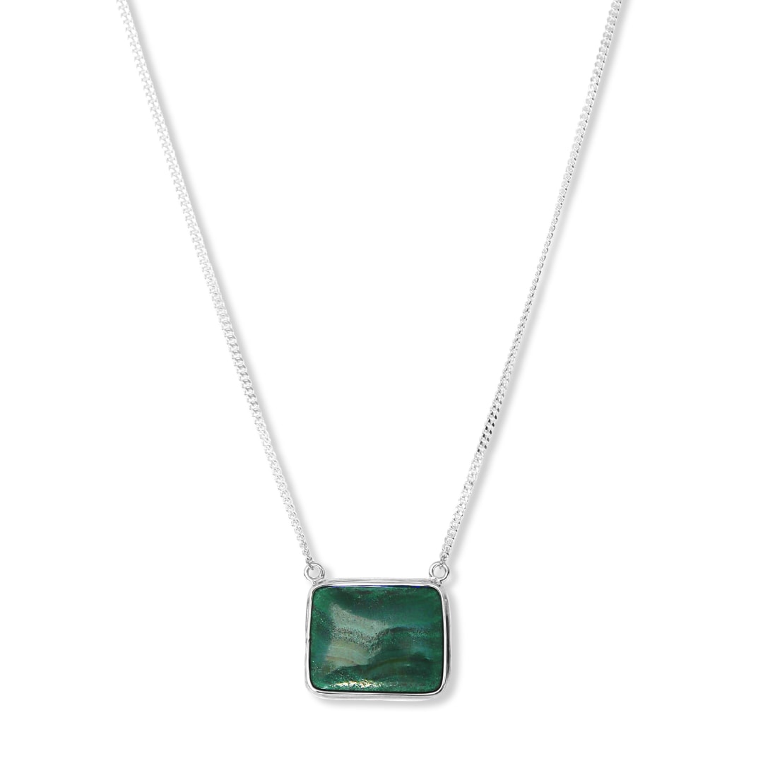 Women’s Green La Stèle Malachite Square Necklace Fv Jewellery