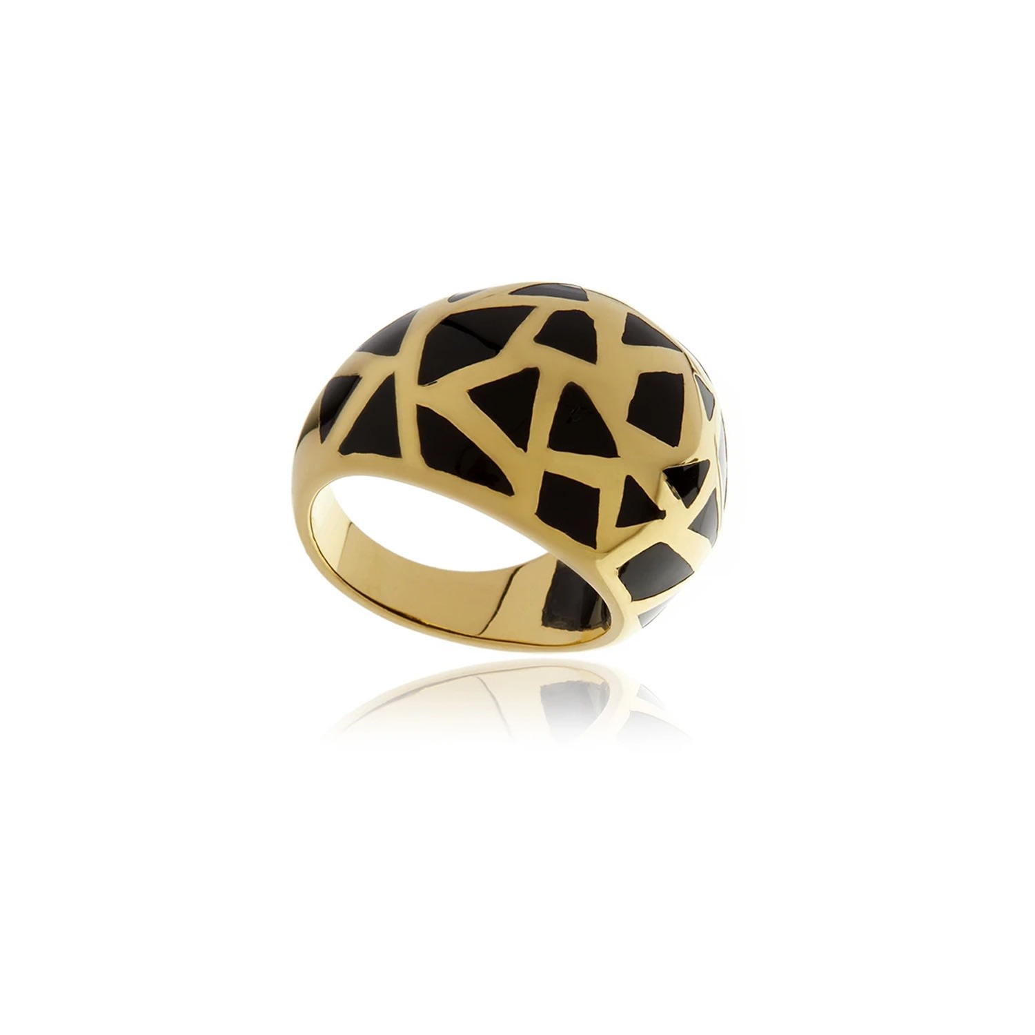 Women’s Black Onyx Resin Gold Ring Georgina Jewelry