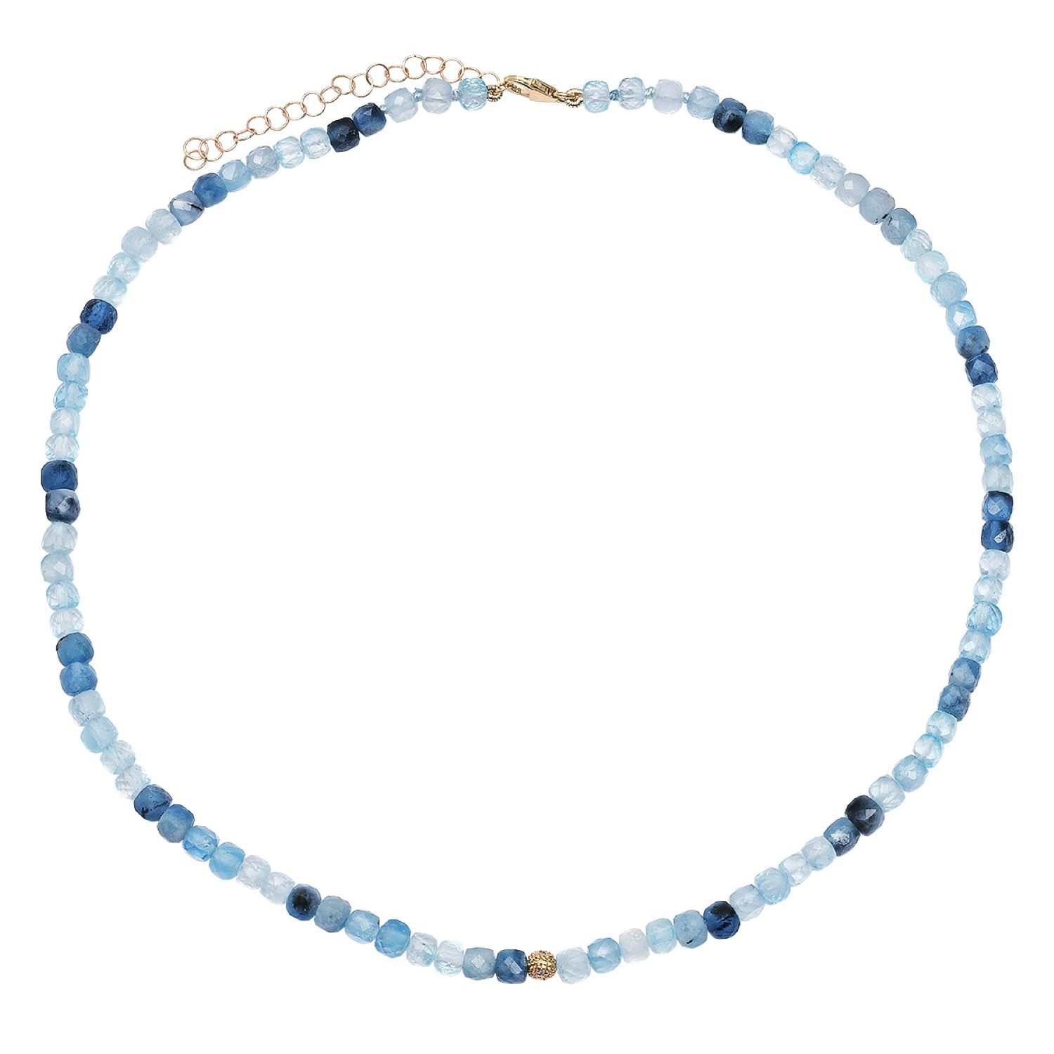 Soul Journey Jewelry Women's Blue / Gold Swirling Seas Aquamarine Necklace