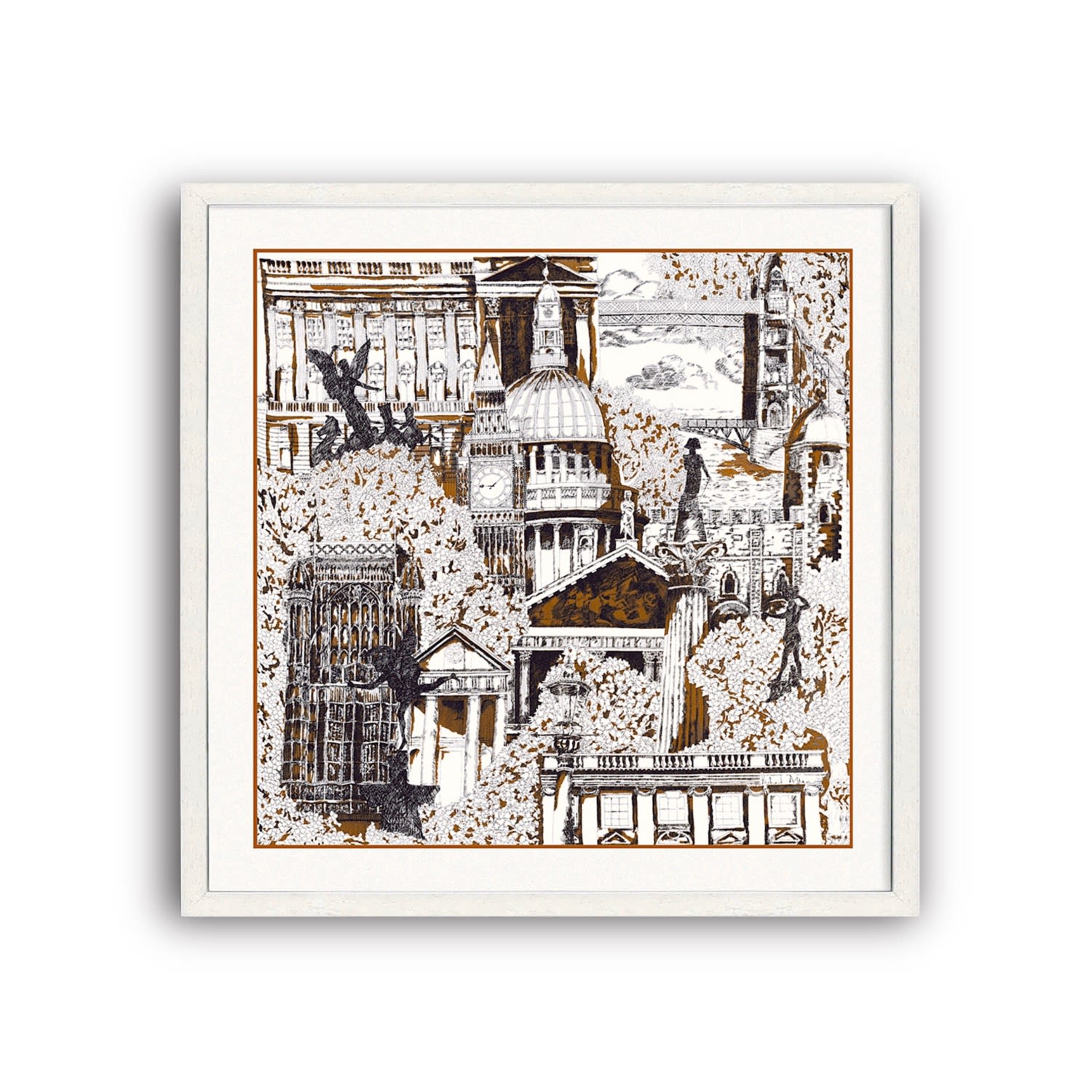 Richard Allan London Brown / Yellow / Orange Ginger London Art Print