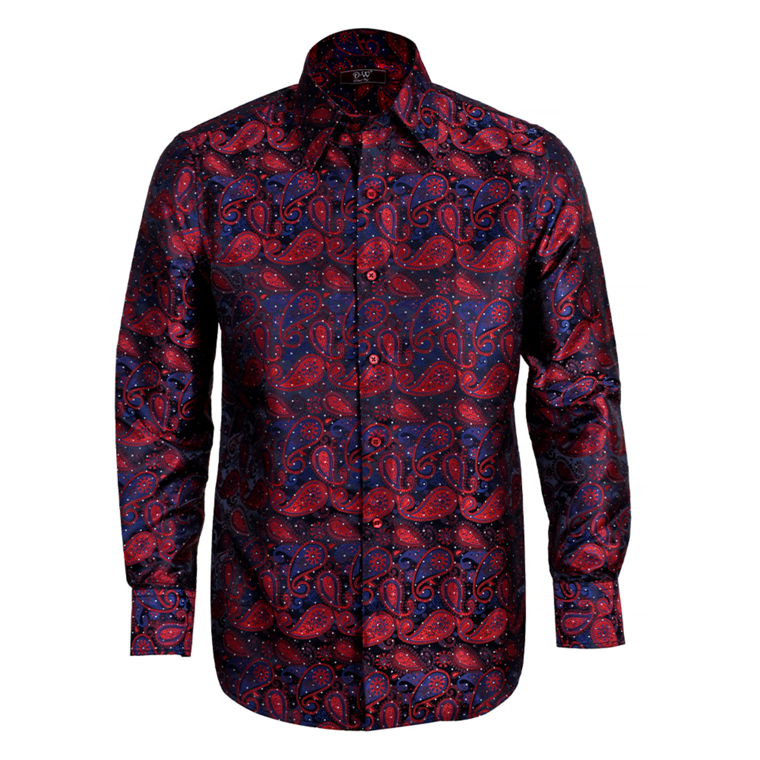 David Wej Men's Red Kensington Paisley Jacquard Shirt – Wine In Red