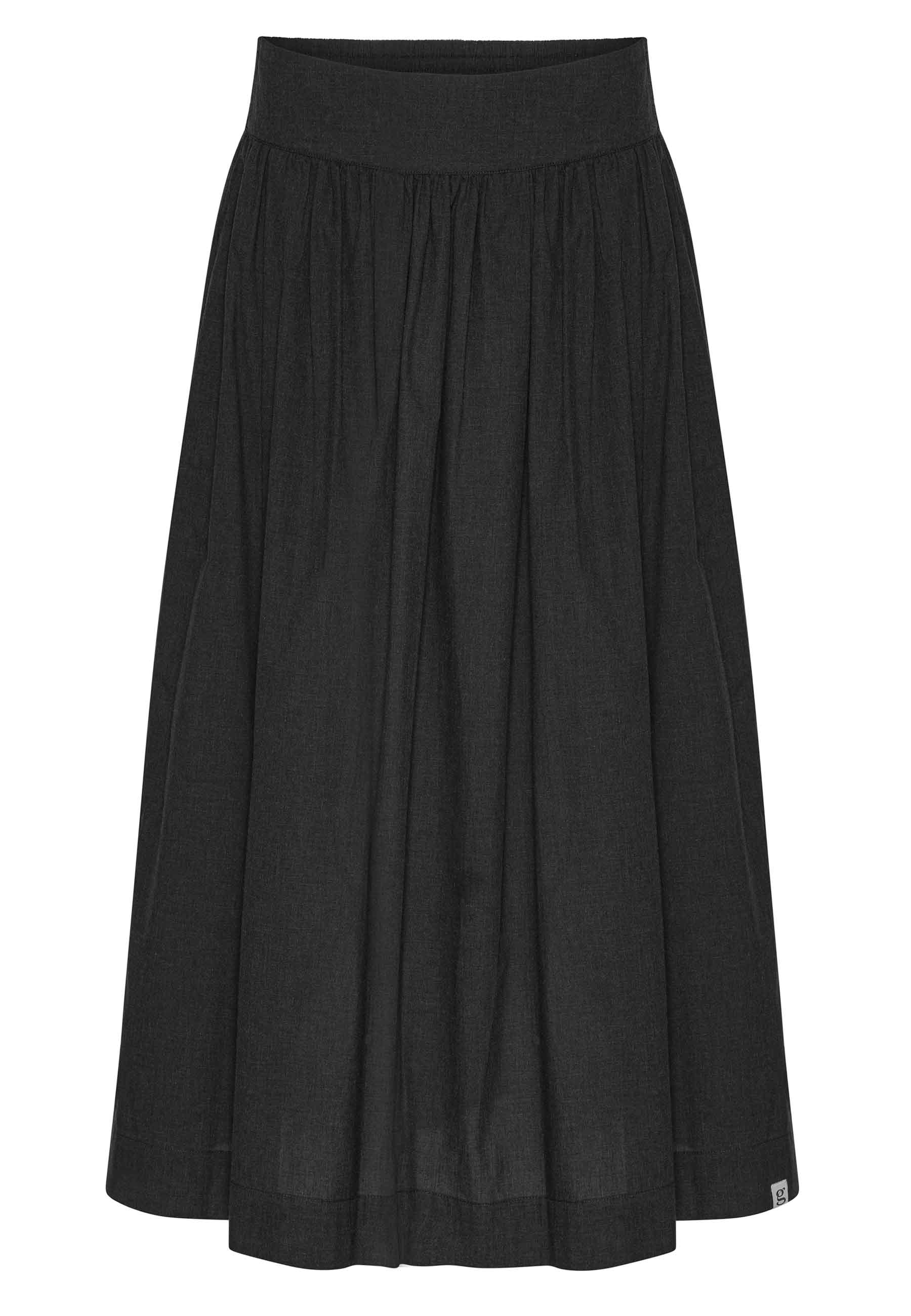Grobund Women's Black  Mette Skirt - The Long One In Dark Grey Melange In Black