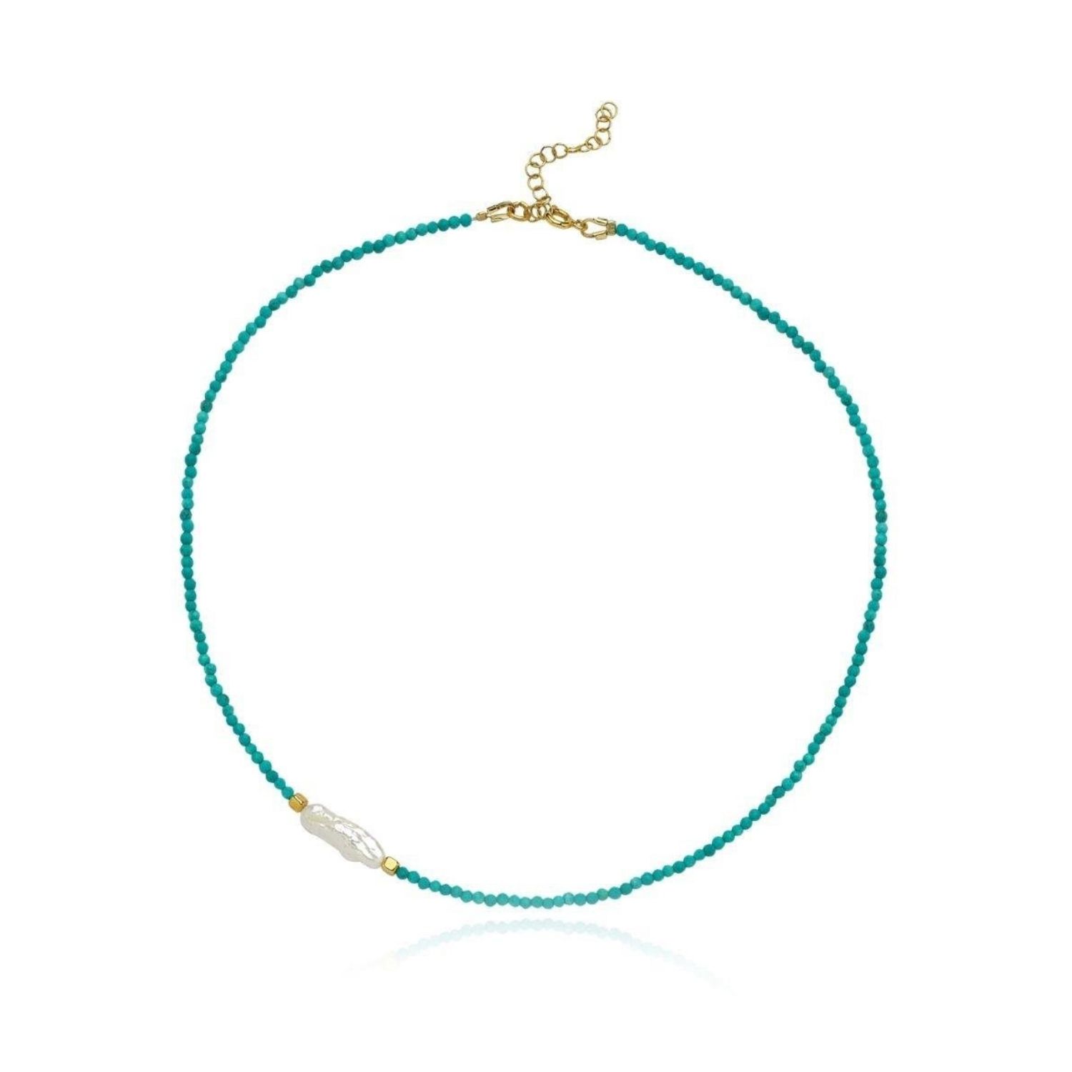 Linya Jewellery Women's Gold Meg Turquoise Small Pearl Necklace In Gold