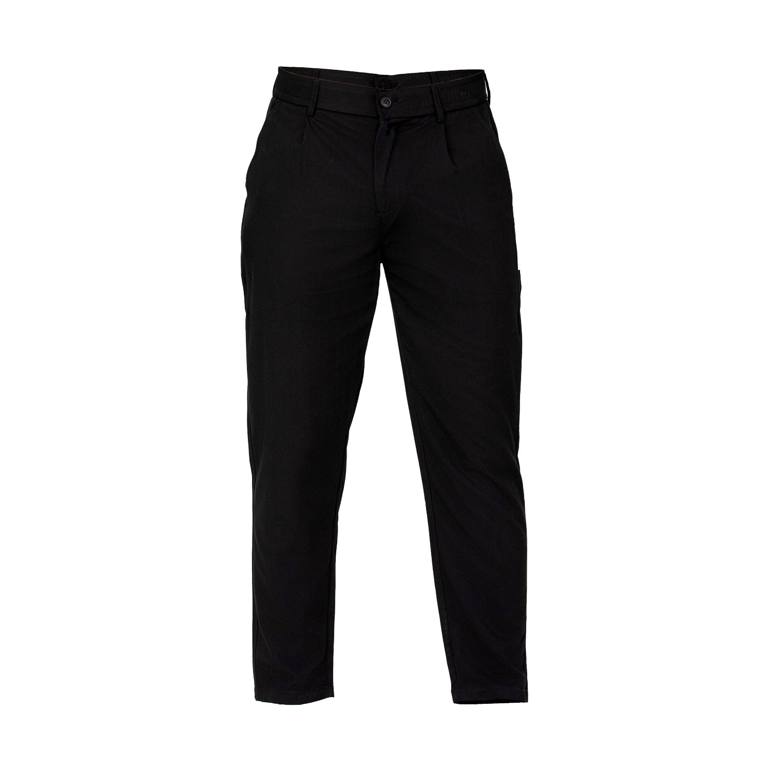 Smart And Joy Men's Tapered Front Fold Troucers - Black In Black