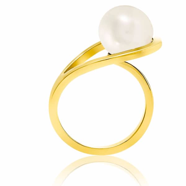 Neola Aurea Gold Ring With White Freshwater Pearl In Gold