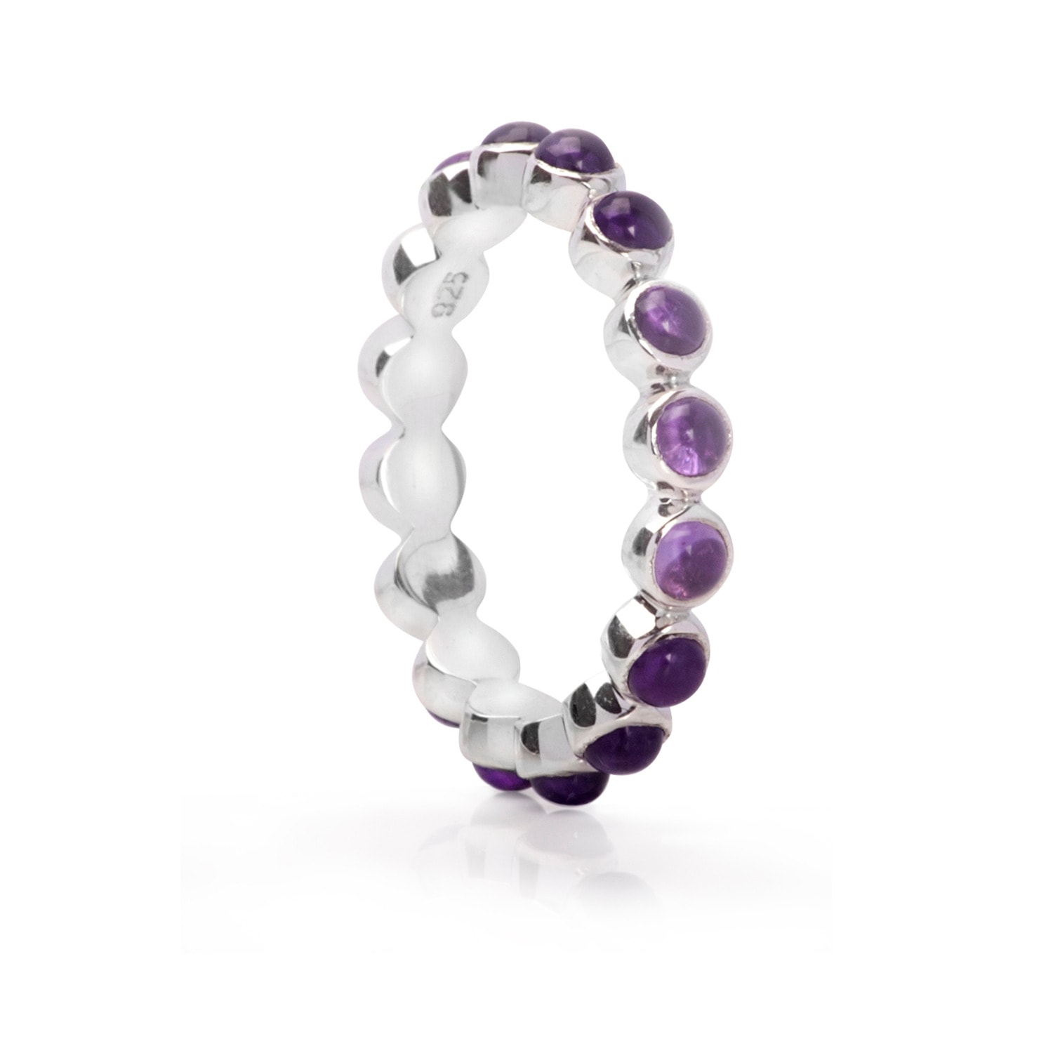 Women’s Pink / Purple / Silver Amethyst Gemstones Band Ring In Sterling Silver The Jewellery Store London