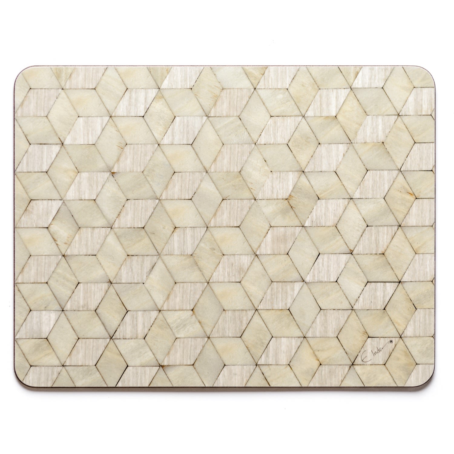 E. Inder Designs Green / Grey Four Placemats Set. Large Rectangle In Scandinavian Style. Neutral Light Green & Grey.  In Neutral
