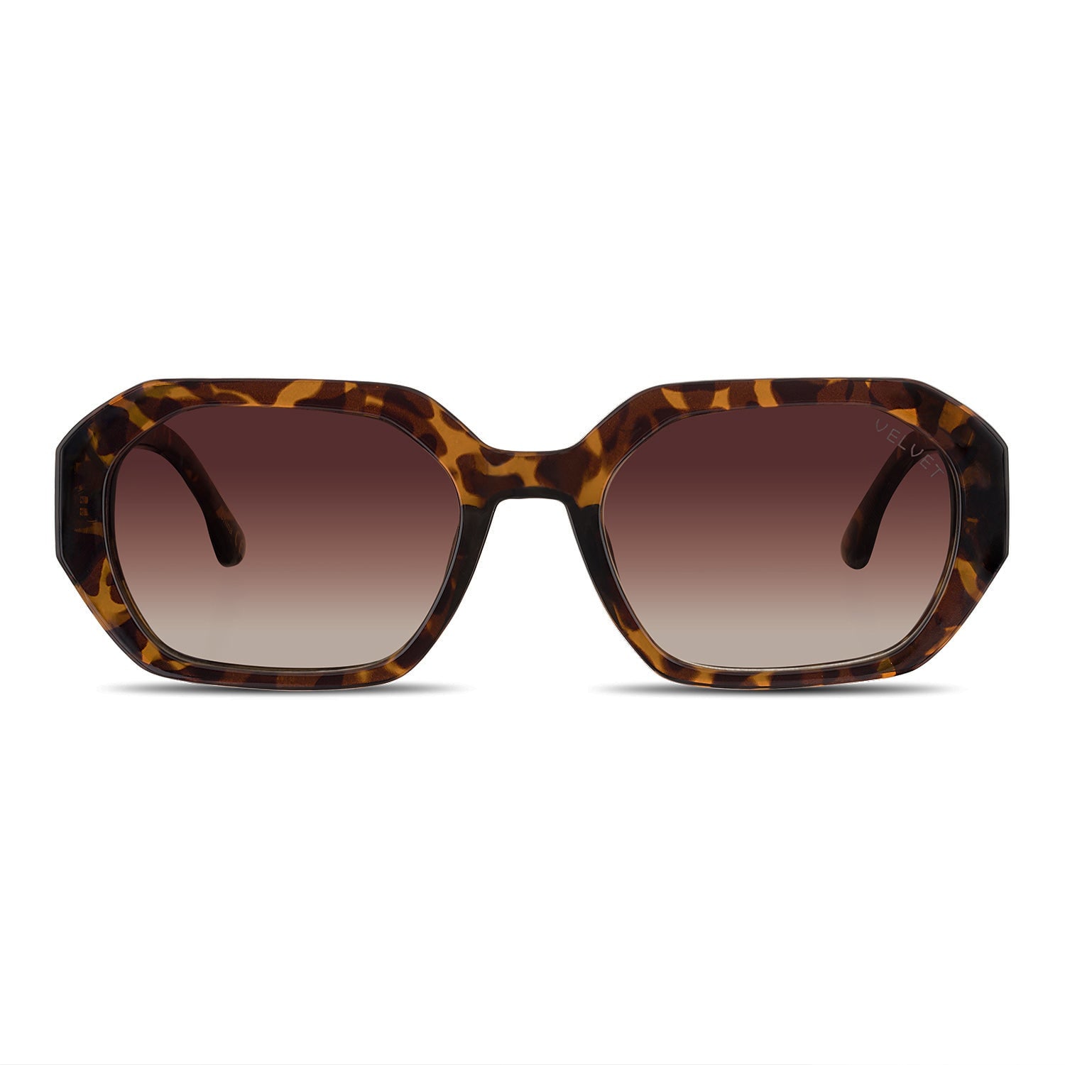 Velvet Eyewear Women's Brown  Geometric Sunglass Style - Nina - Tortoise