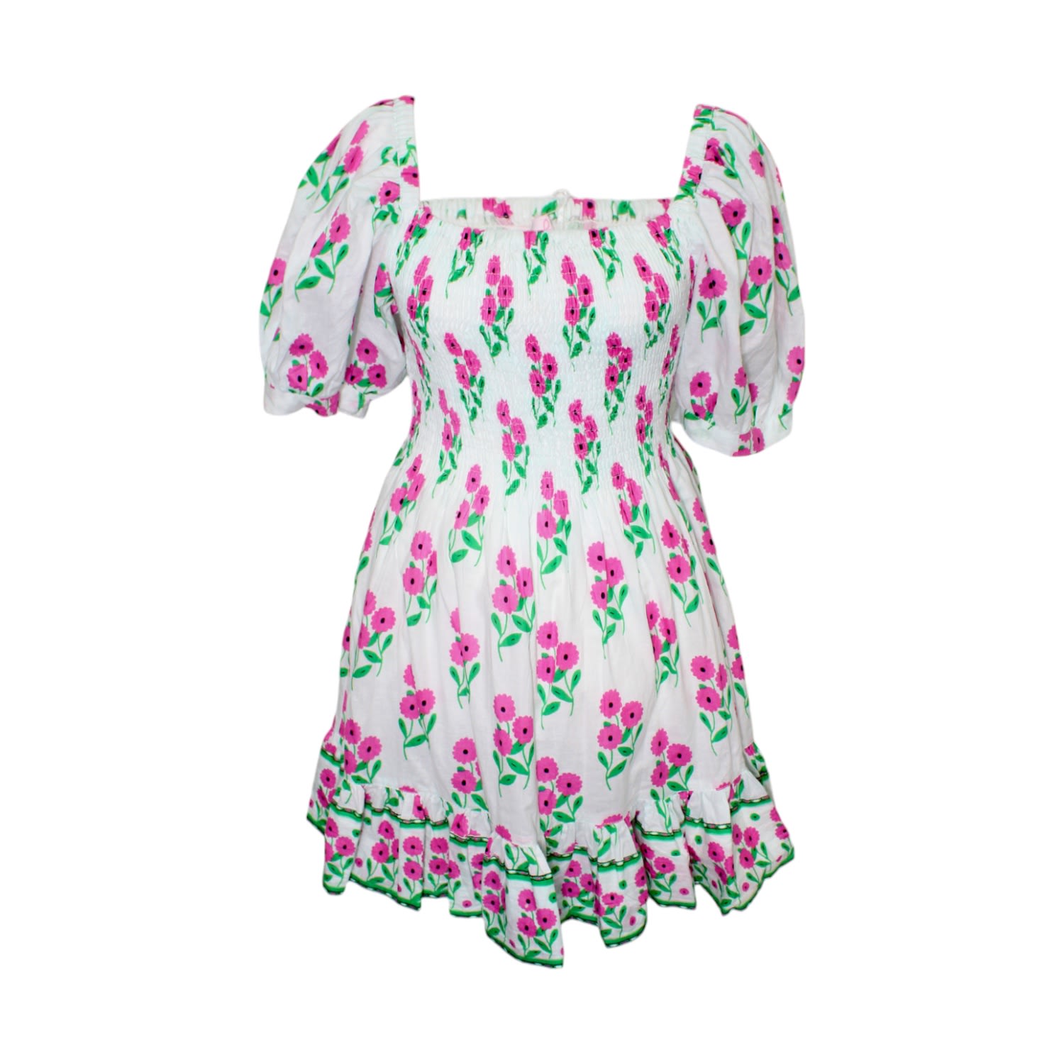 Women&rsquo;s Pink / White Poppy Dress Short - Bunch Of Daisies - Pink | Extra Large | Mary Marshmallow