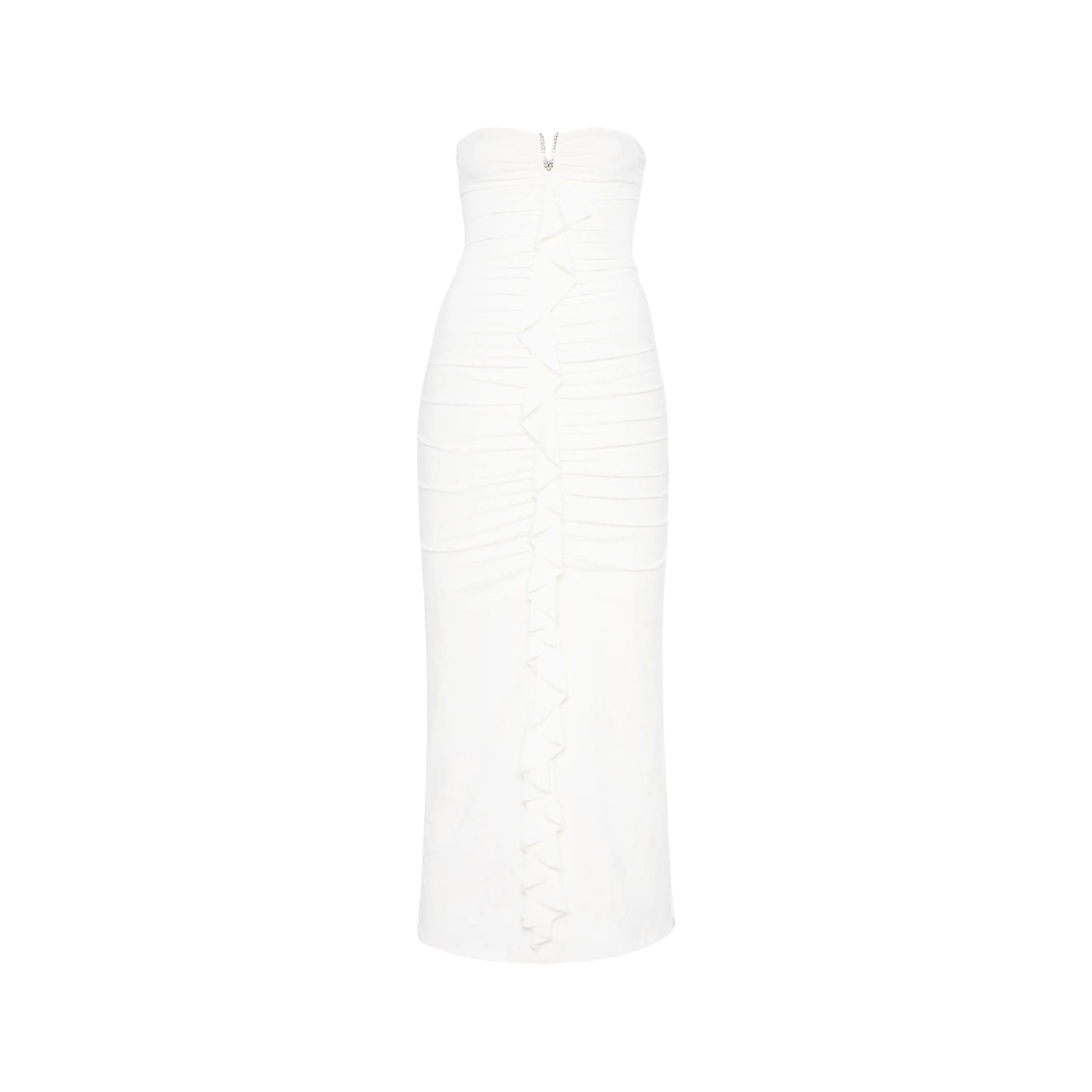 Women's Ruffled Ruched Jersey Midi Dress White | Xxs | Nissa