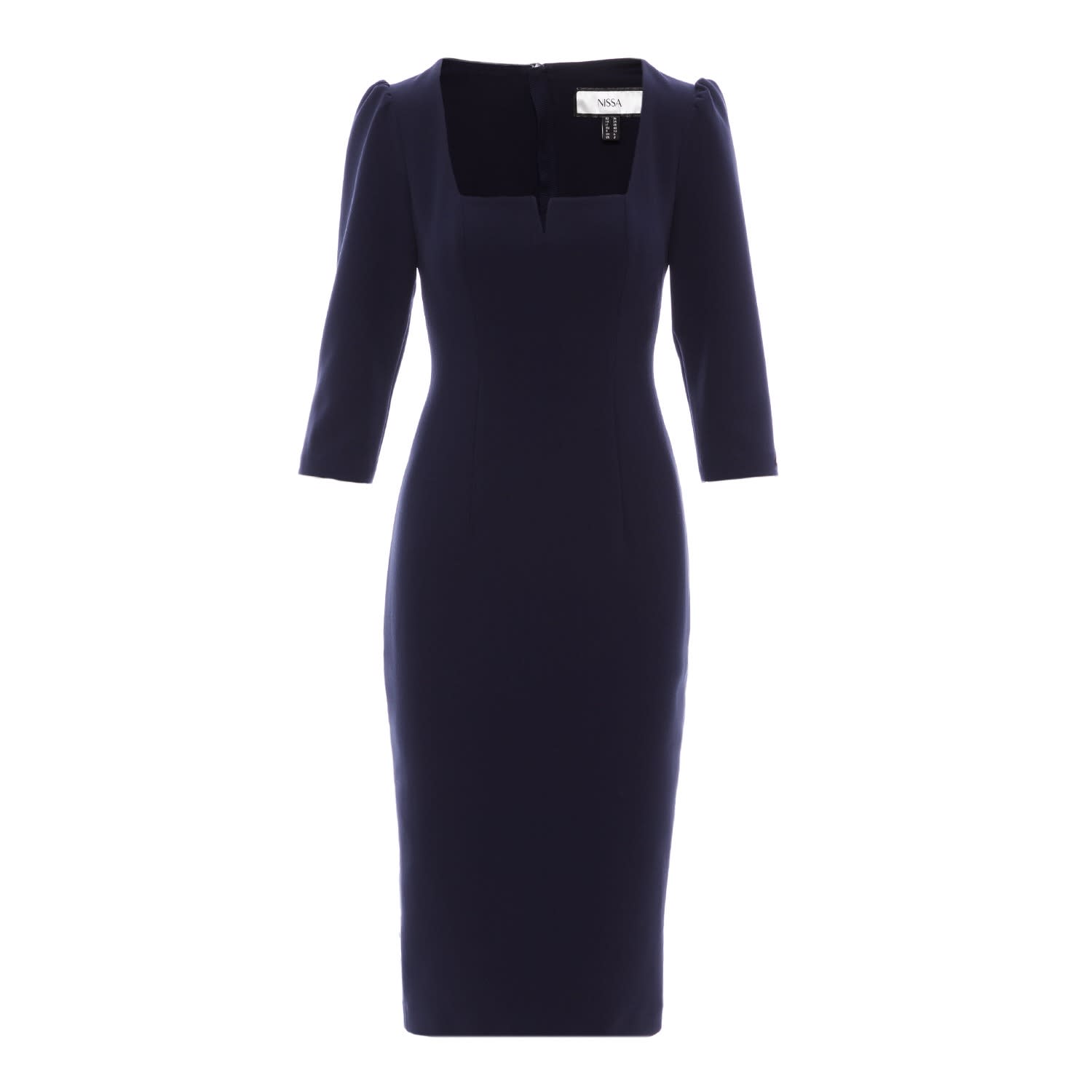 Fitted Midi Navy-Blue Dress | Nissa | Wolf u0026 Badger