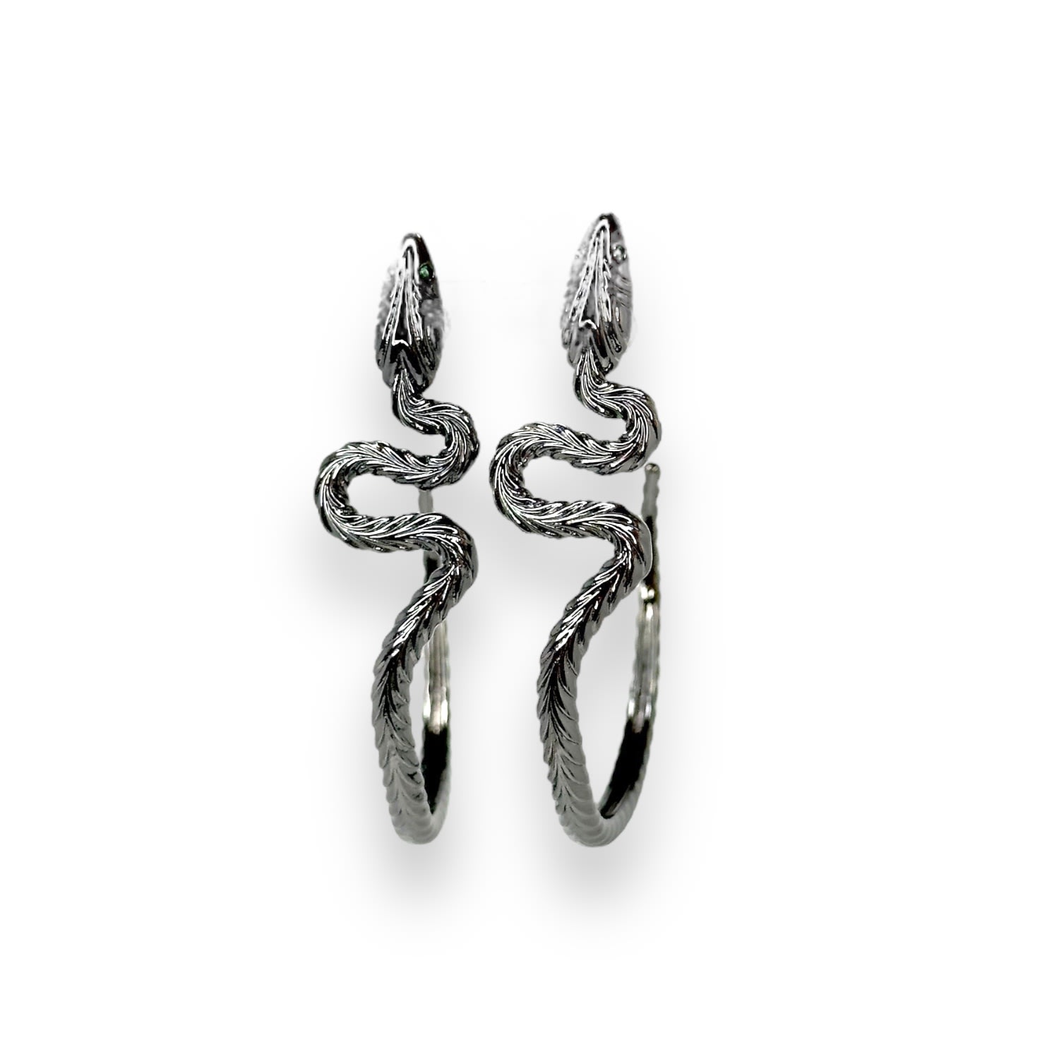Women’s Reputation Snake Hoop Earrings In Black Rhodium Jagged Halo Jewelry
