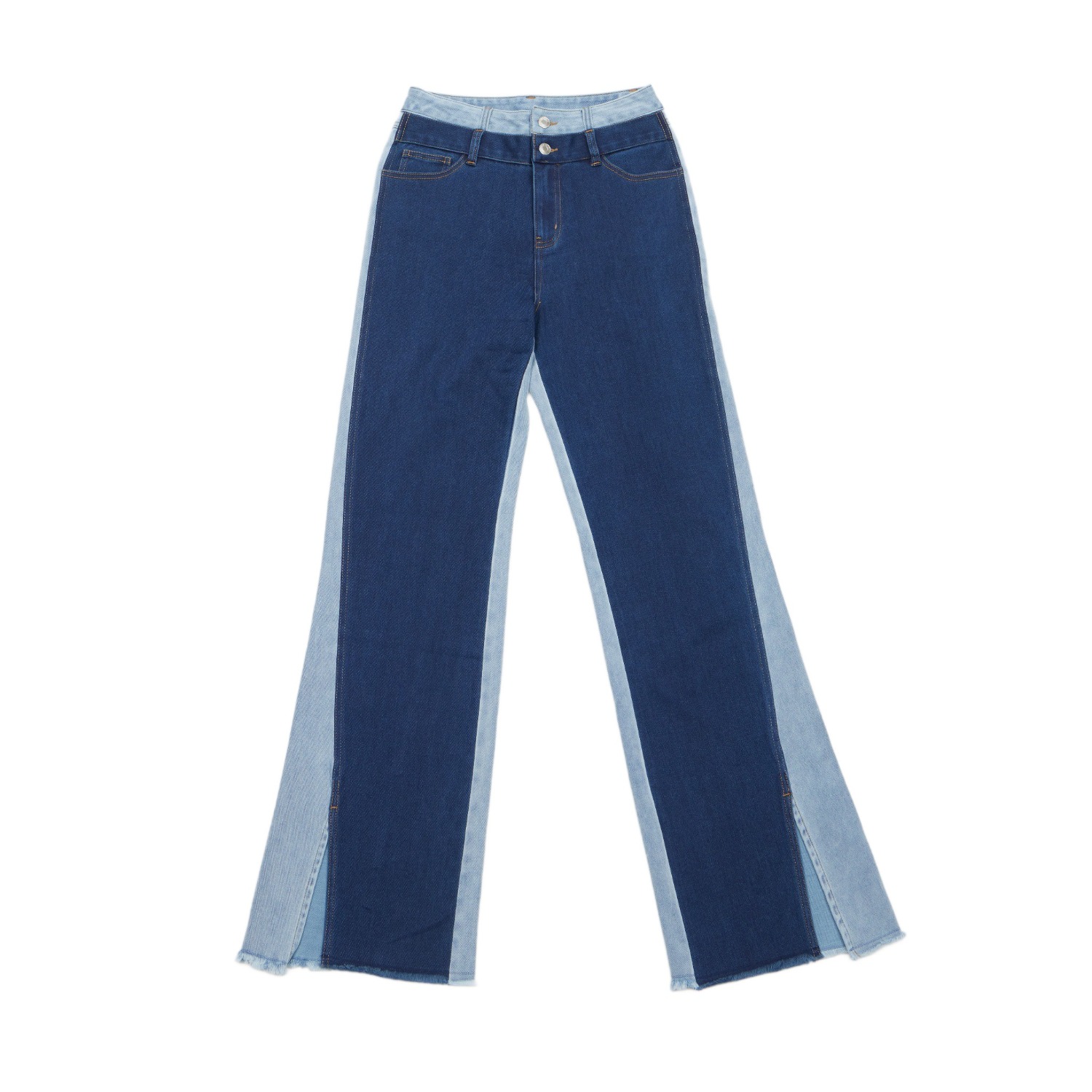 Circular Path Blue Loose Denim Wide Leg Pants In Blue
