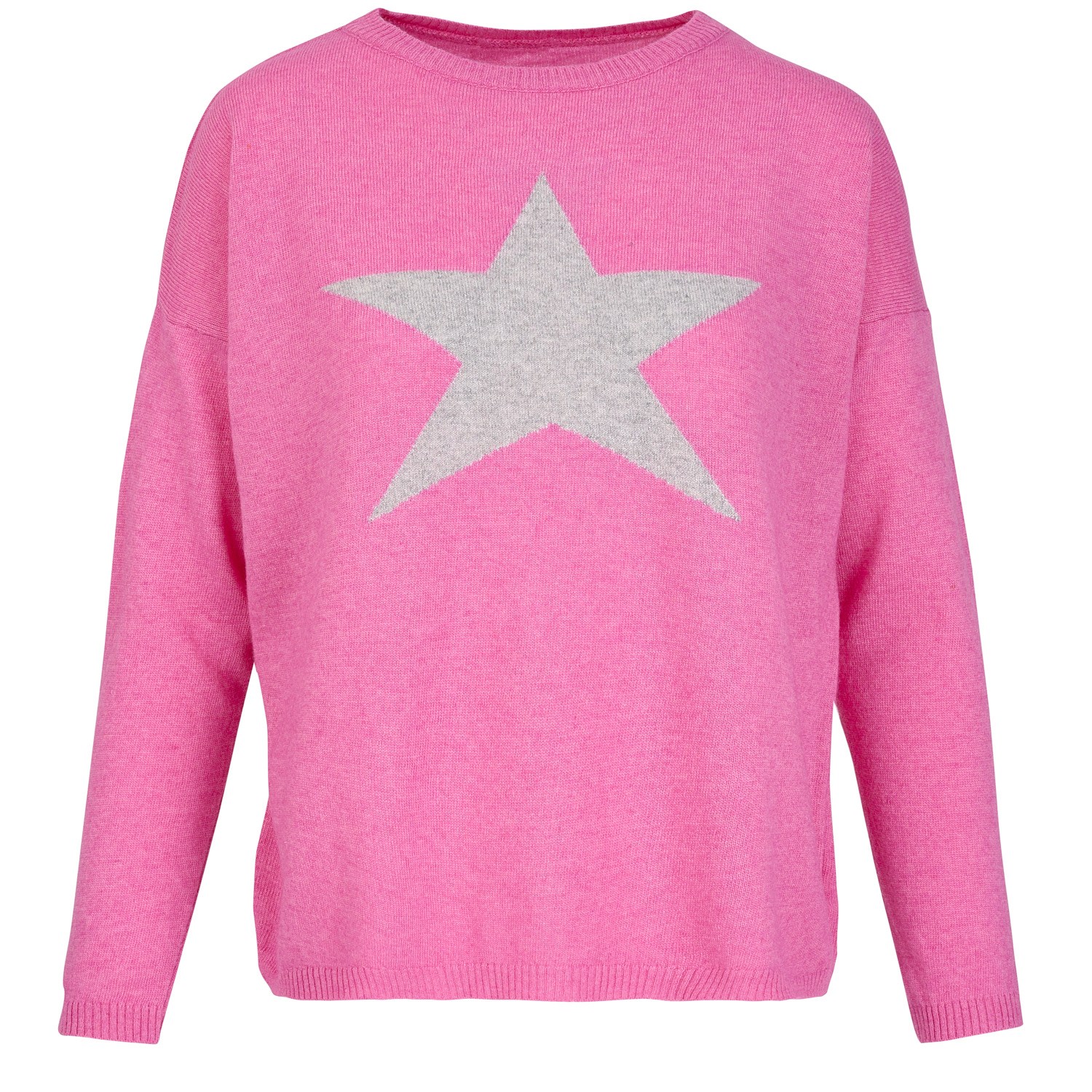 Women’s Pink / Purple Cashmere Mix Sweater In Pink With Grey Star One Size At Last...