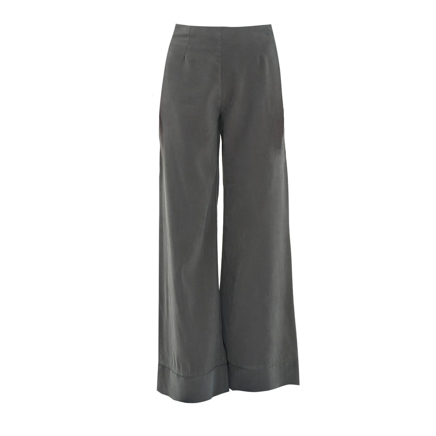 Women’s Dark Grey High-Waisted Wide Leg Trousers Small Haris Cotton