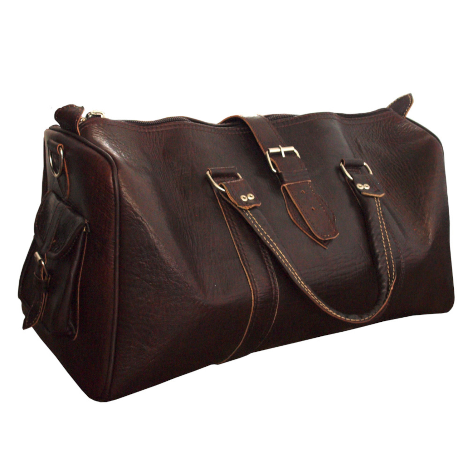 Berber Leather Men's The Rabat Overnight Bag In Dark Brown