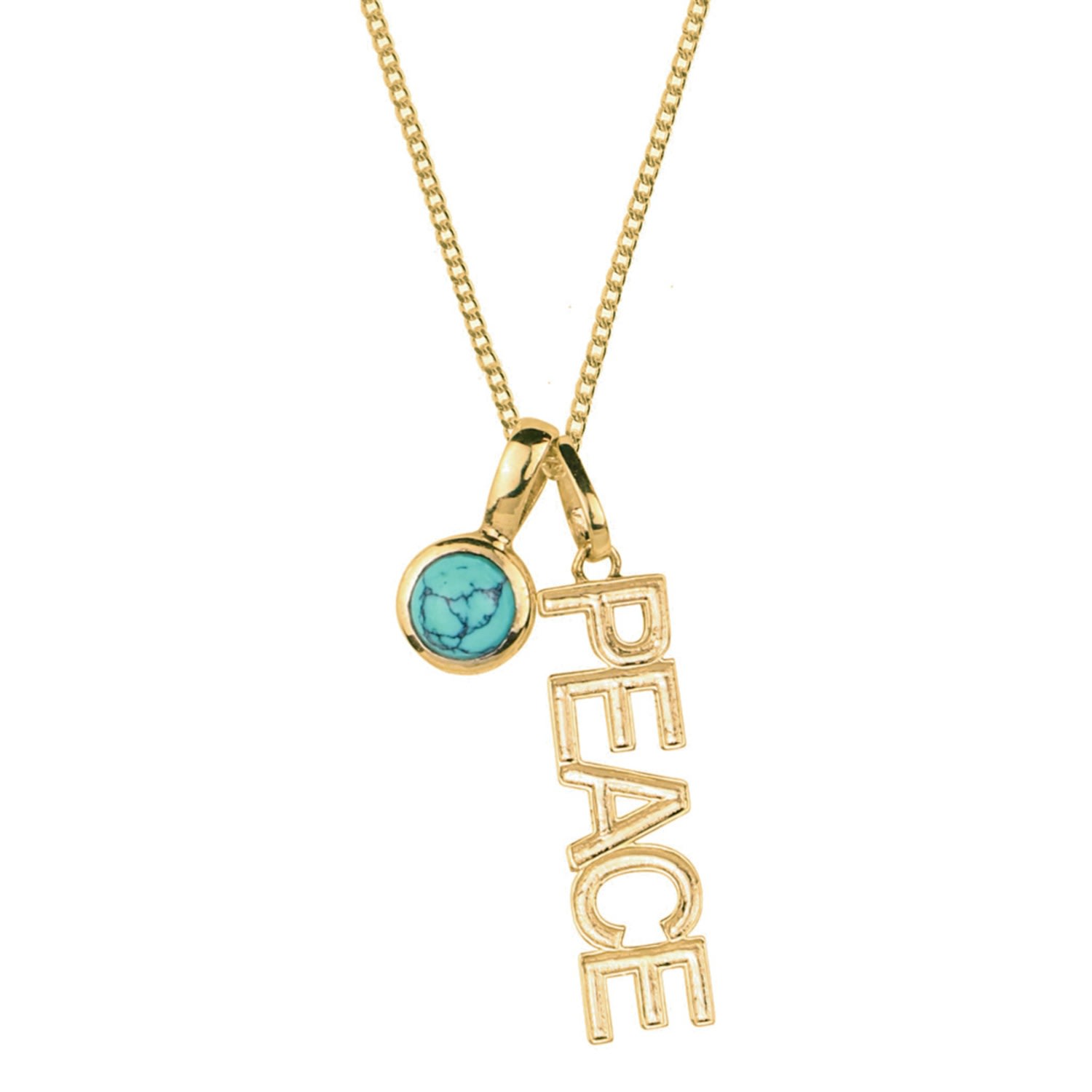 Women’s Gold / Blue Peace Rocks Gold Vermeil Necklace With Turquoise Charm Charlotte’s Web Jewellery