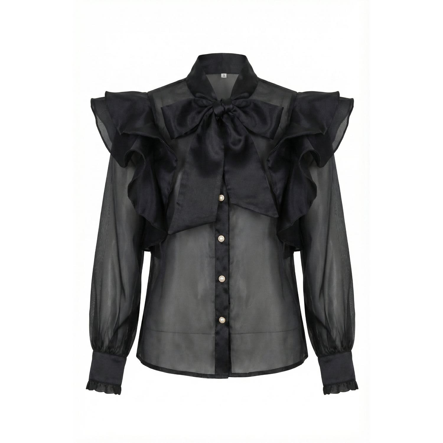 Sheer Ruffle Blouse With Statement Bow | Modenaire | Wolf & Badger