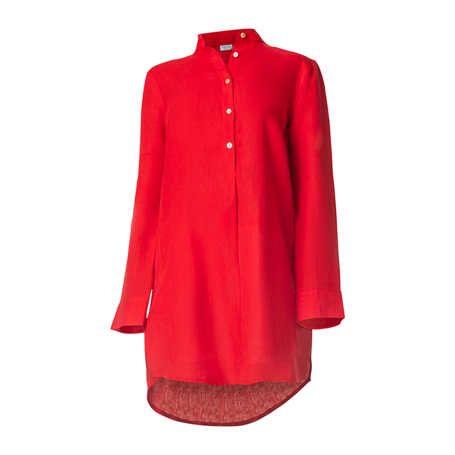 Haris Cotton Women's Mandarin Neck Linen Tunic Red In Red