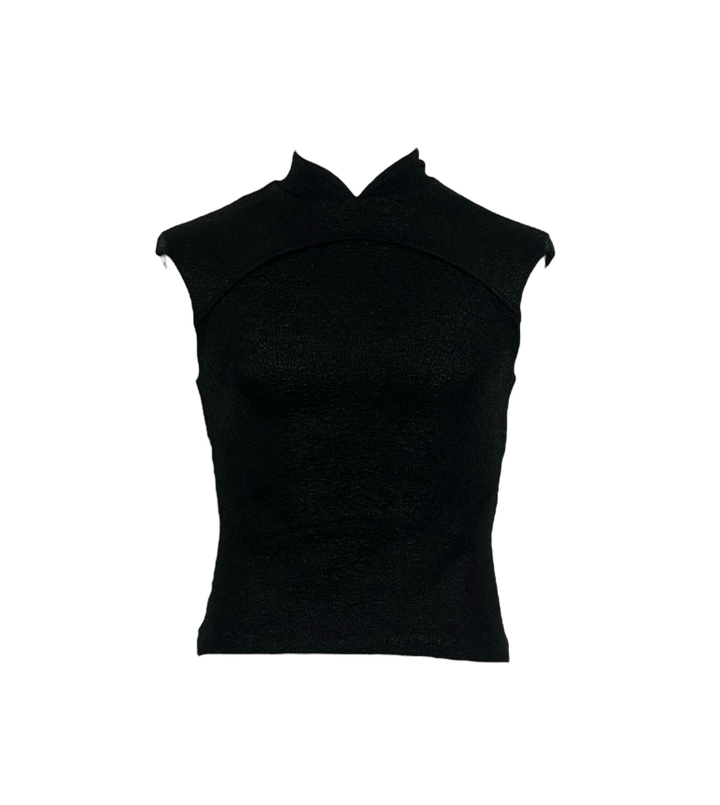 Monzlapur New York Women's Metallic Top With Mandarin Collar - Black In Black