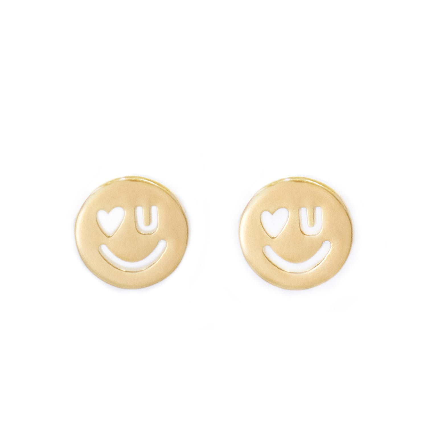 Women’s Love U Happy Face Earrings Gold Litzi