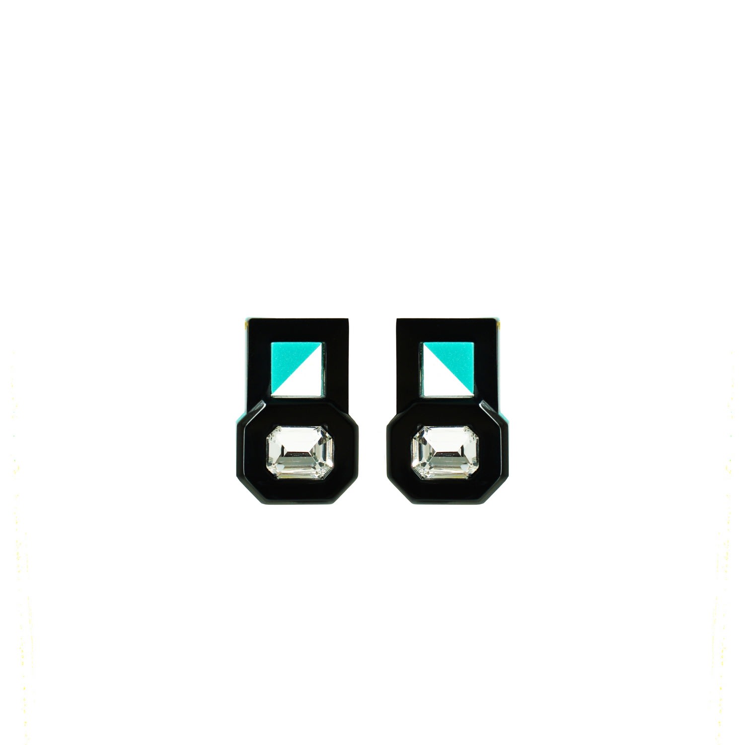 Gissa Bicalho Women's Handmade Acrylic Earring P Deco Octogonal Cut Stone Turquoise