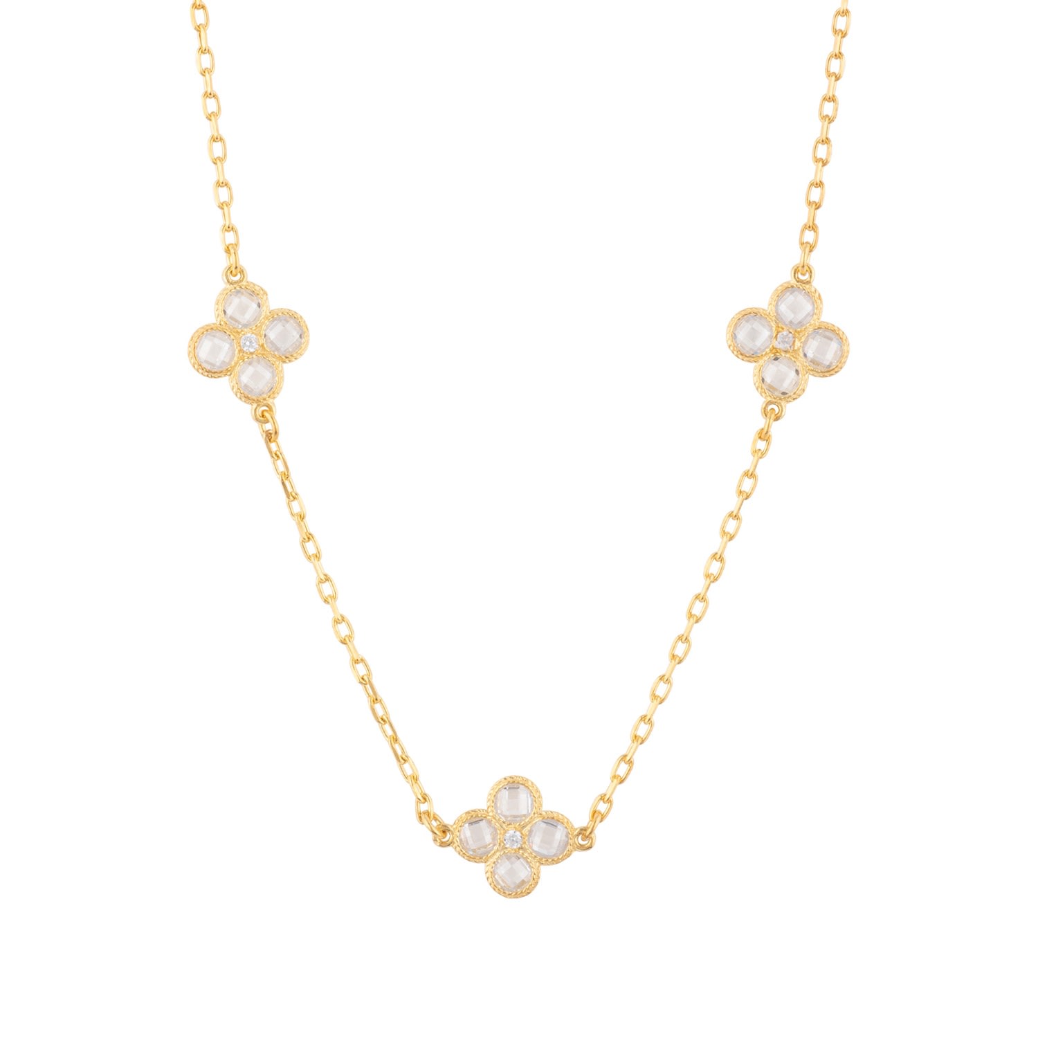 Women’s Flower Clover Triple Choker Necklace Gold Latelita