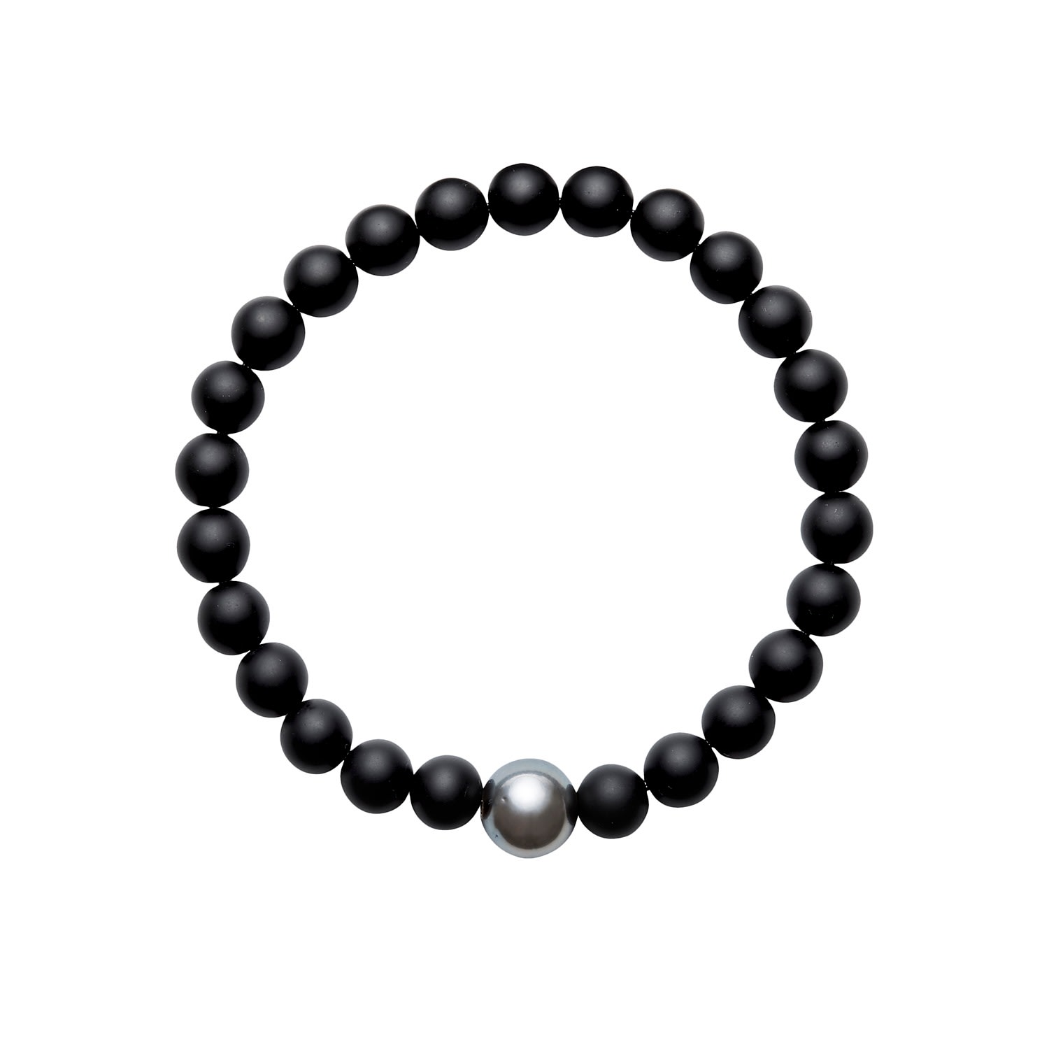 Black / Grey Aro Men’s Tahitian Pearl & Onyx Bracelet - Large Ora Pearls