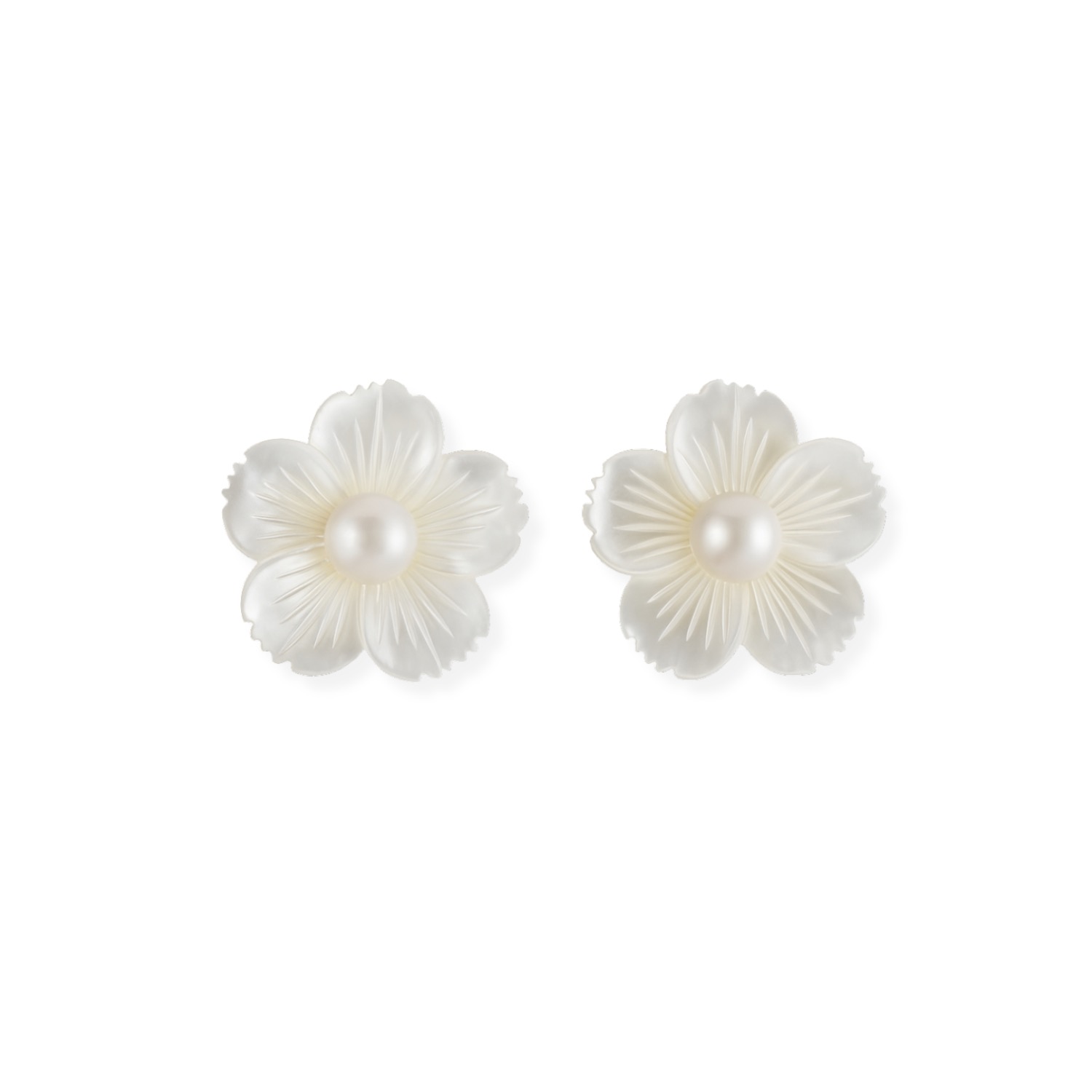 Martina Rozenberg Smira Jewelry Women's White / Gold Mini Flower Pearl Earrings