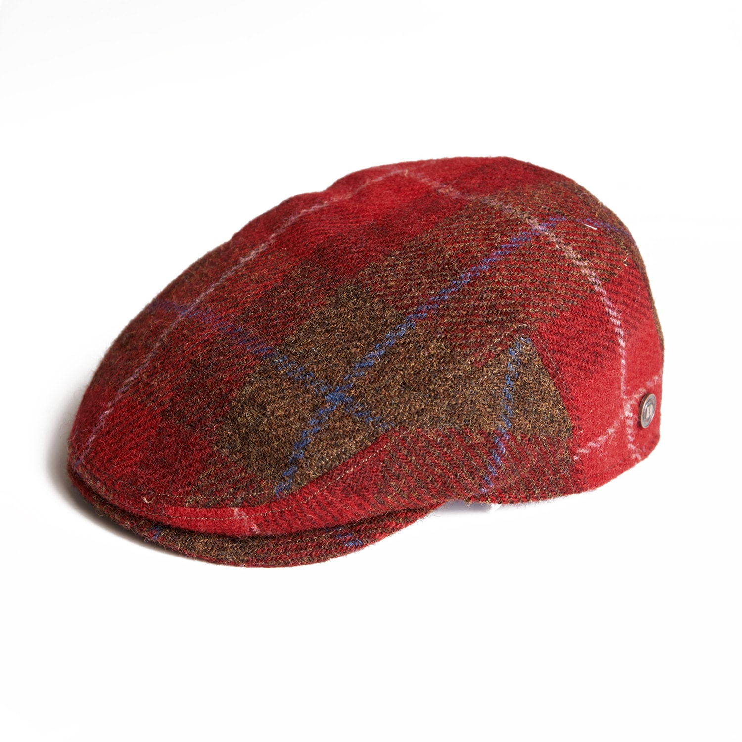 Dasmarca Hats Men's Justin Lava Red Harris Tweed Flat Cap Made In Italy In Red