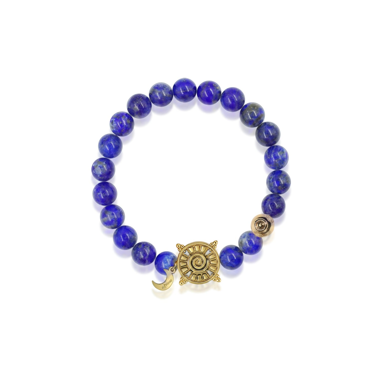 Aurozia Women's Blue / Gold Three Charms Solar Meridian Gold Whitegold Plated Sundial And The Sun Coin Lapis In Multi