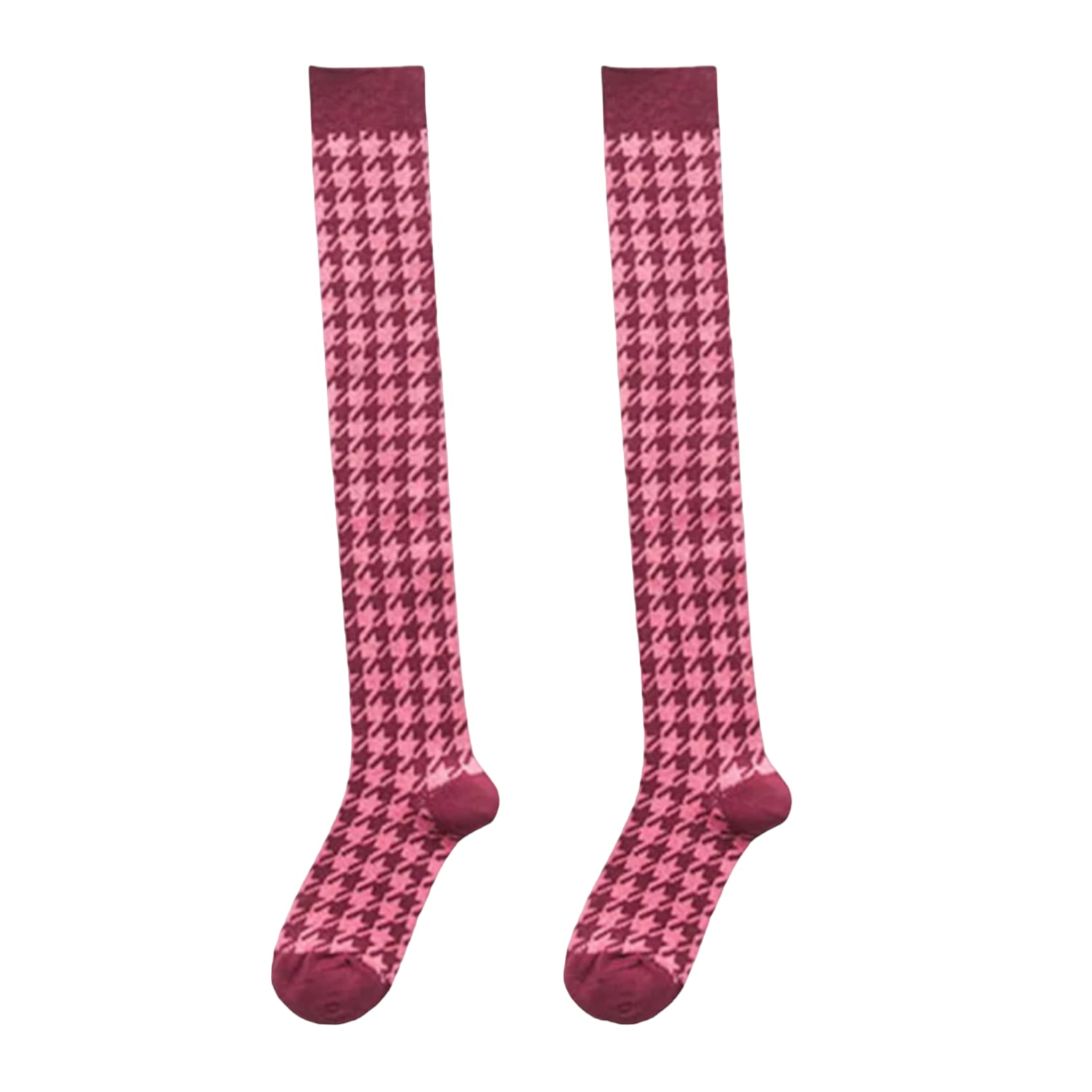 Women’s Pink / Purple Houndstooth Knee High Socks Rasberry High Heel Jungle by Kathryn Eisman