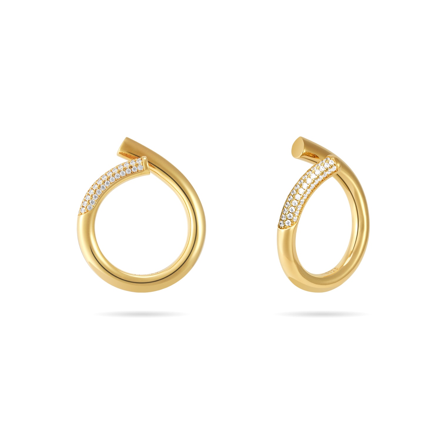 Meulien Women's Gold / White Open Twist Waterdrop Ring - Gold, Clear Stone