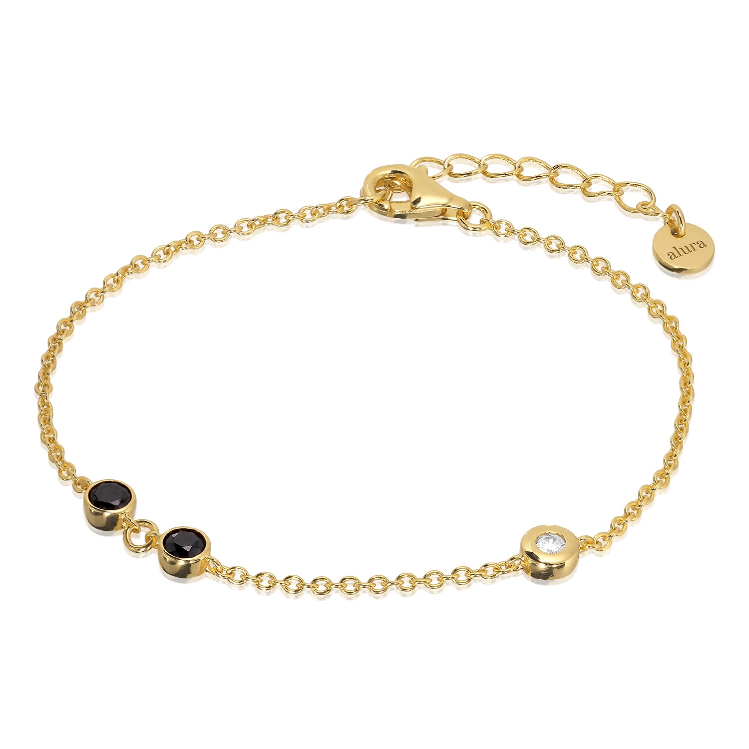 Alura Copenhagen Jewellery Women's Gold Venus Bracelet With Onxy & Zircons In Gold